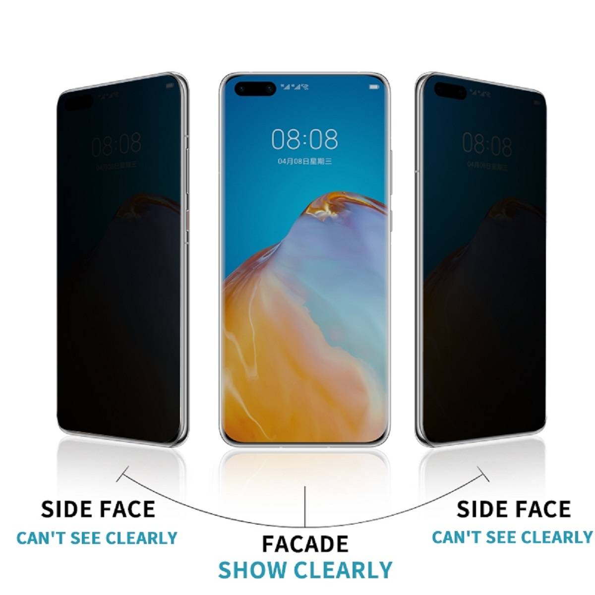 2x Blickschutz 9H Panzerglas für Huawei P40 Pro FULL CURVED ANTI-SPY Privacy Displayschutz Panzerfolie Schutzfolie Hartglas Schutzglas Displayglas