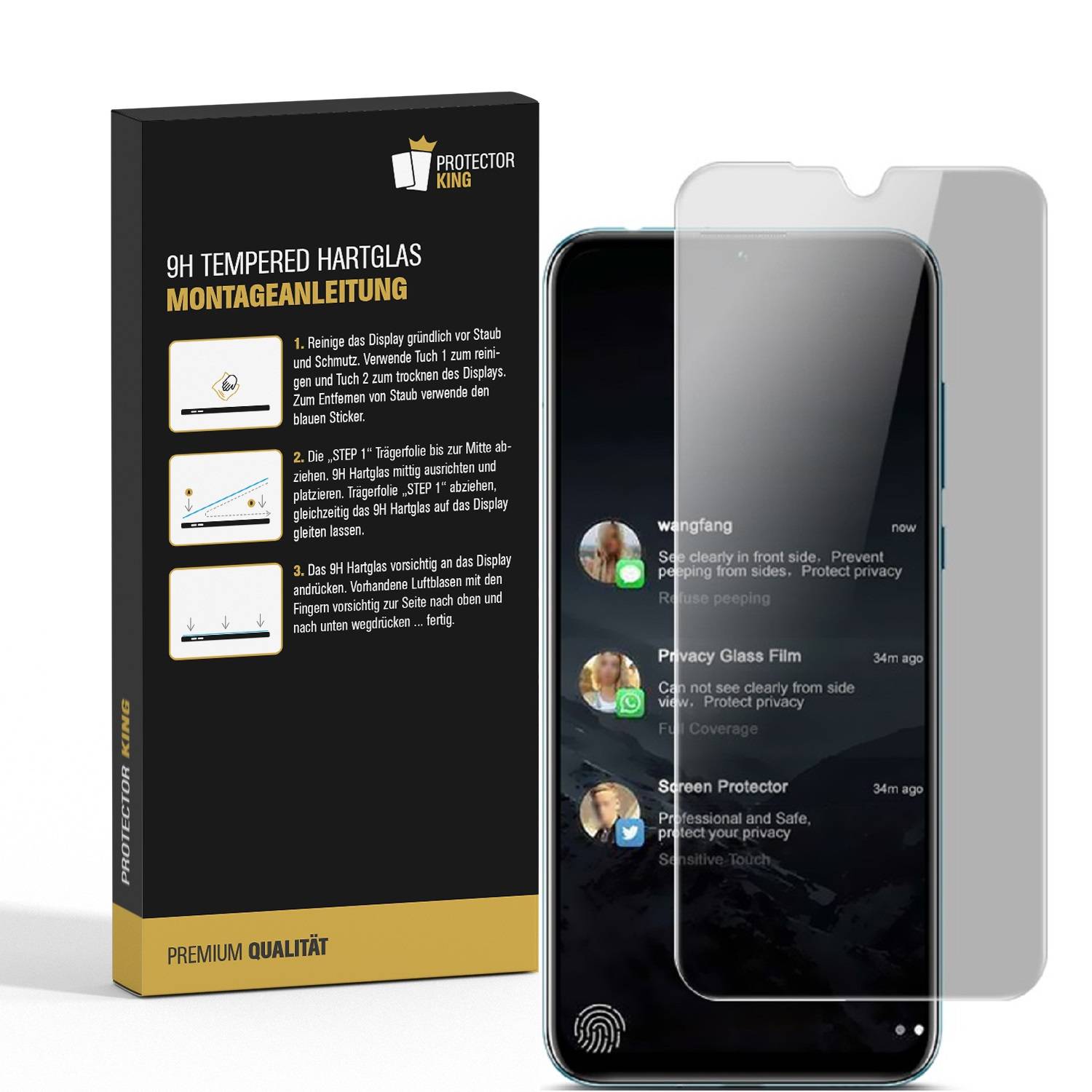 2x Blickschutz 9H Panzerhartglas für Huawei P30 Lite Anti-Spion Displayschutz Panzerfolie Schutzfolie echtes Tempered Panzerglas Schutzglas Screen