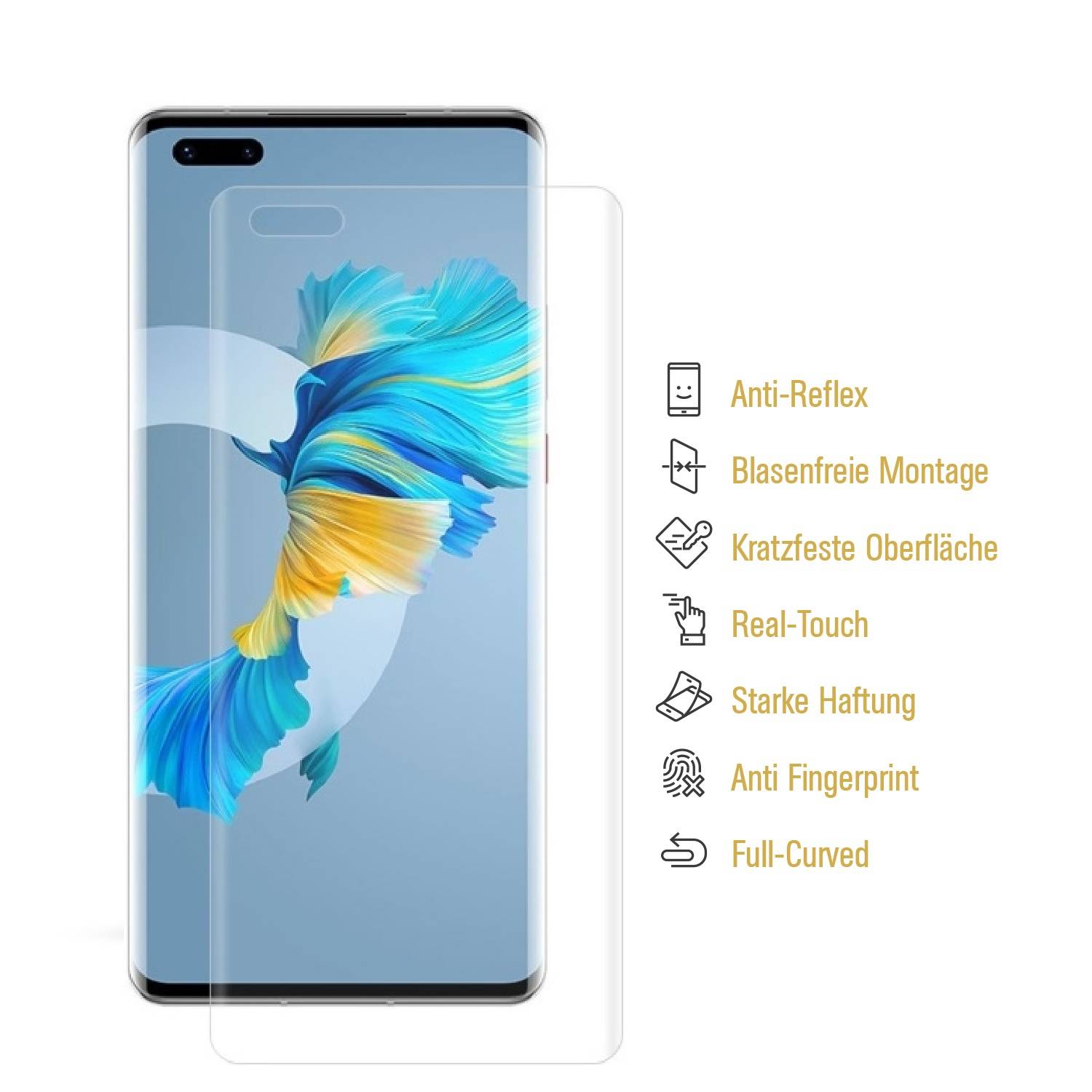 6x Displayschutzfolie für Huawei Mate 40 FULL COVER Displayfolie MATT Schutzfolie Folie