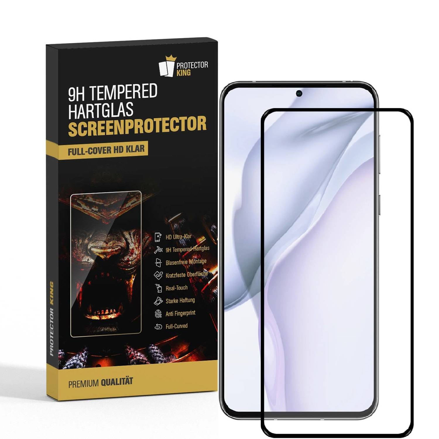 2x 9H Panzerglas für Huawei P50 FULL COVER Displayschutz Schutzglas Hartglas Schutzfolie Panzerfolie KLAR Tempered echtes Displayglas Glasfolie