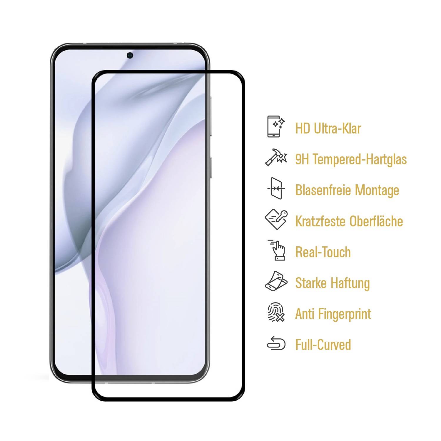 3x 9H Panzerglas für Huawei P50 FULL COVER Displayschutz Schutzglas Hartglas Schutzfolie Panzerfolie KLAR Tempered echtes Displayglas Glasfolie