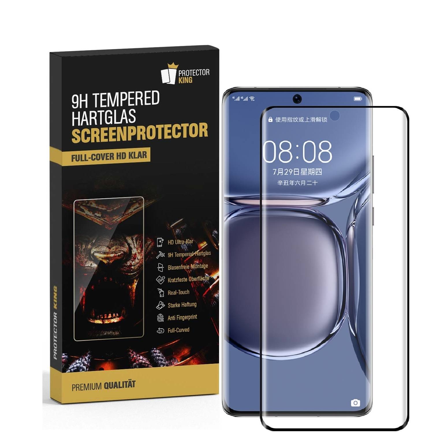 1x 9H Panzerglas für Huawei P50 Pro FULL CURVED Displayschutz Schutzglas Panzerfolie Schutzfolie Displayglas Hartglas echtes Tempered