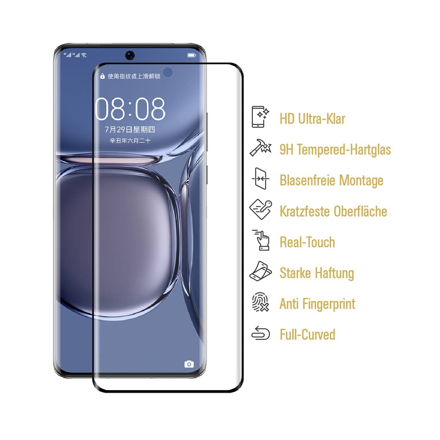 2x 9H Panzerglas für Huawei P50 Pro FULL CURVED Displayschutz Schutzglas Panzerfolie Schutzfolie Displayglas Hartglas echtes Tempered