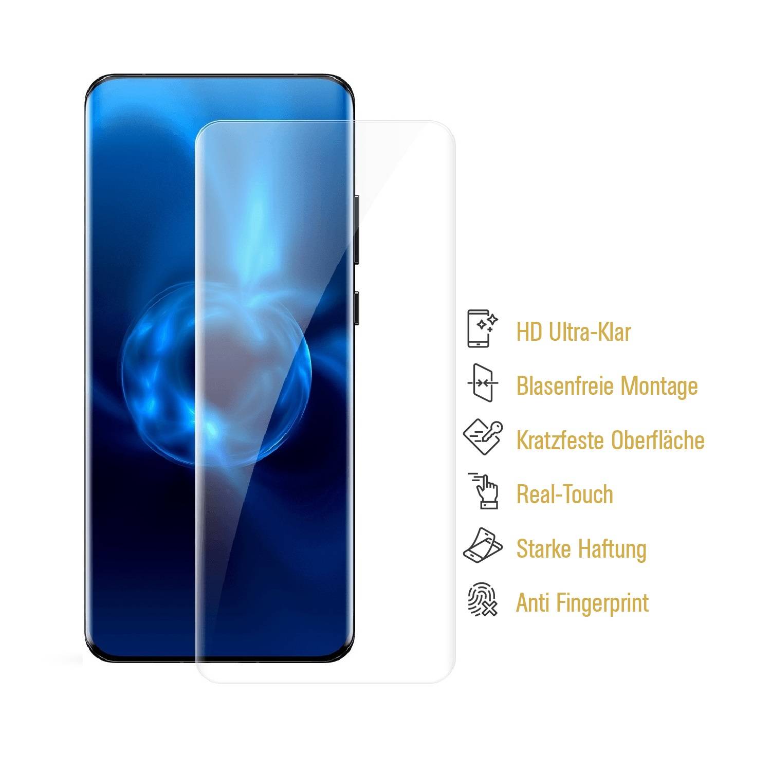 4x Hydrogel-Glass für Huawei P50 Pro Plus Selbstheilend für Micro Kratzer 3D KLAR Panzerfolie Displayschutz Schutzfolie Screen-Protector