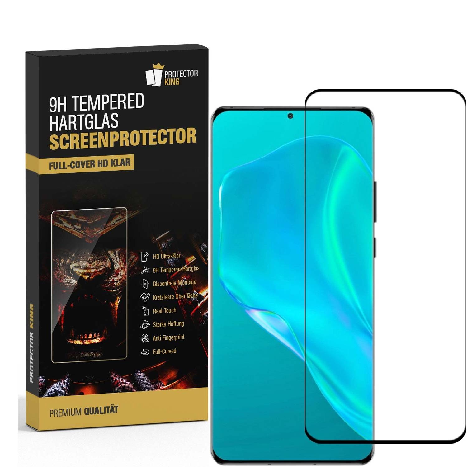 2x 9H Hartglas für Huawei P50 Pro Plus FULL Panzerfolie Displayschutz Schutzfolie KLAR SW Panzerglas Schutzglas