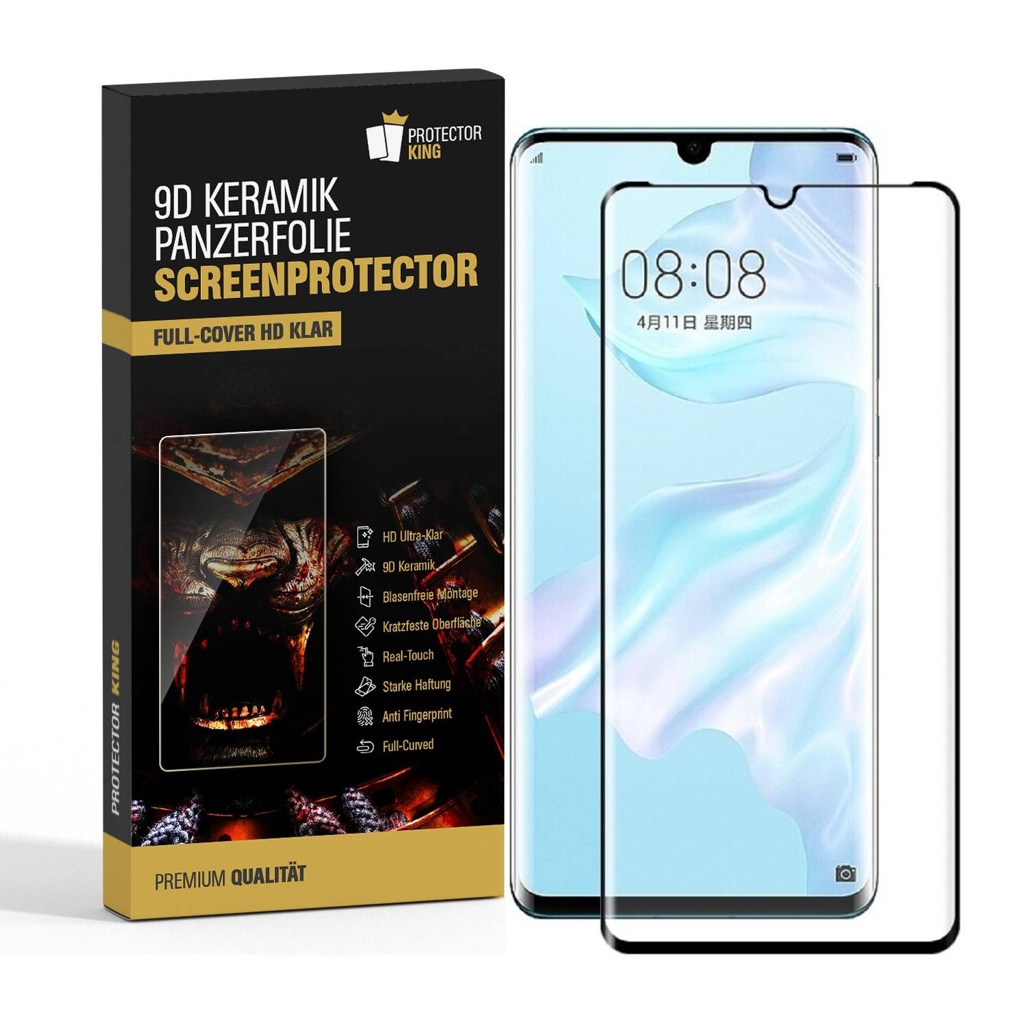 1x 9D Keramik-Glass für Huawei P30 Pro FULL COVER 3D KLAR Panzerfolie Displayschutz Schutzfolie Ceramic Screen-Protector
