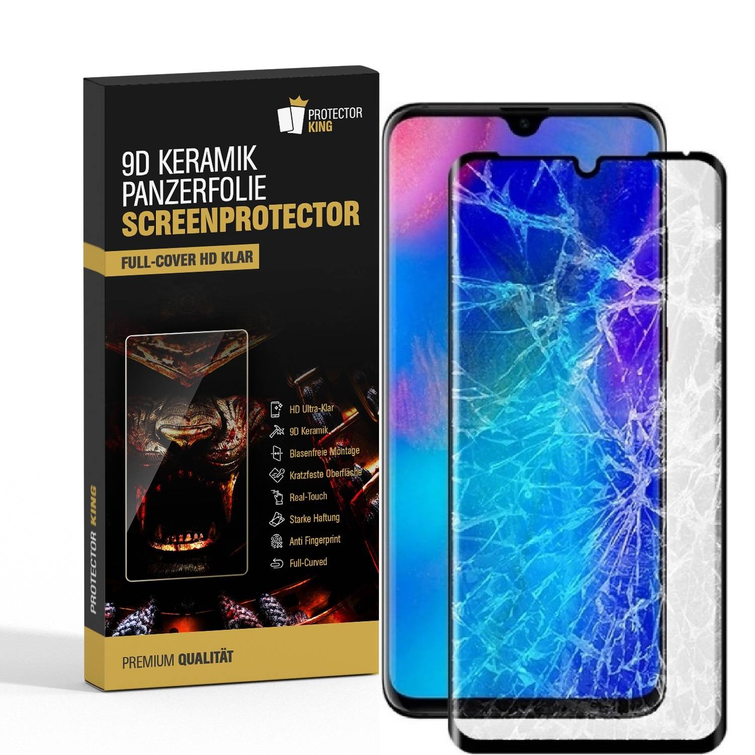 1x 9D Keramik-Glass für Huawei P30 Lite FULL COVER 3D KLAR Panzerfolie Displayschutz Schutzfolie Ceramic Screen-Protector