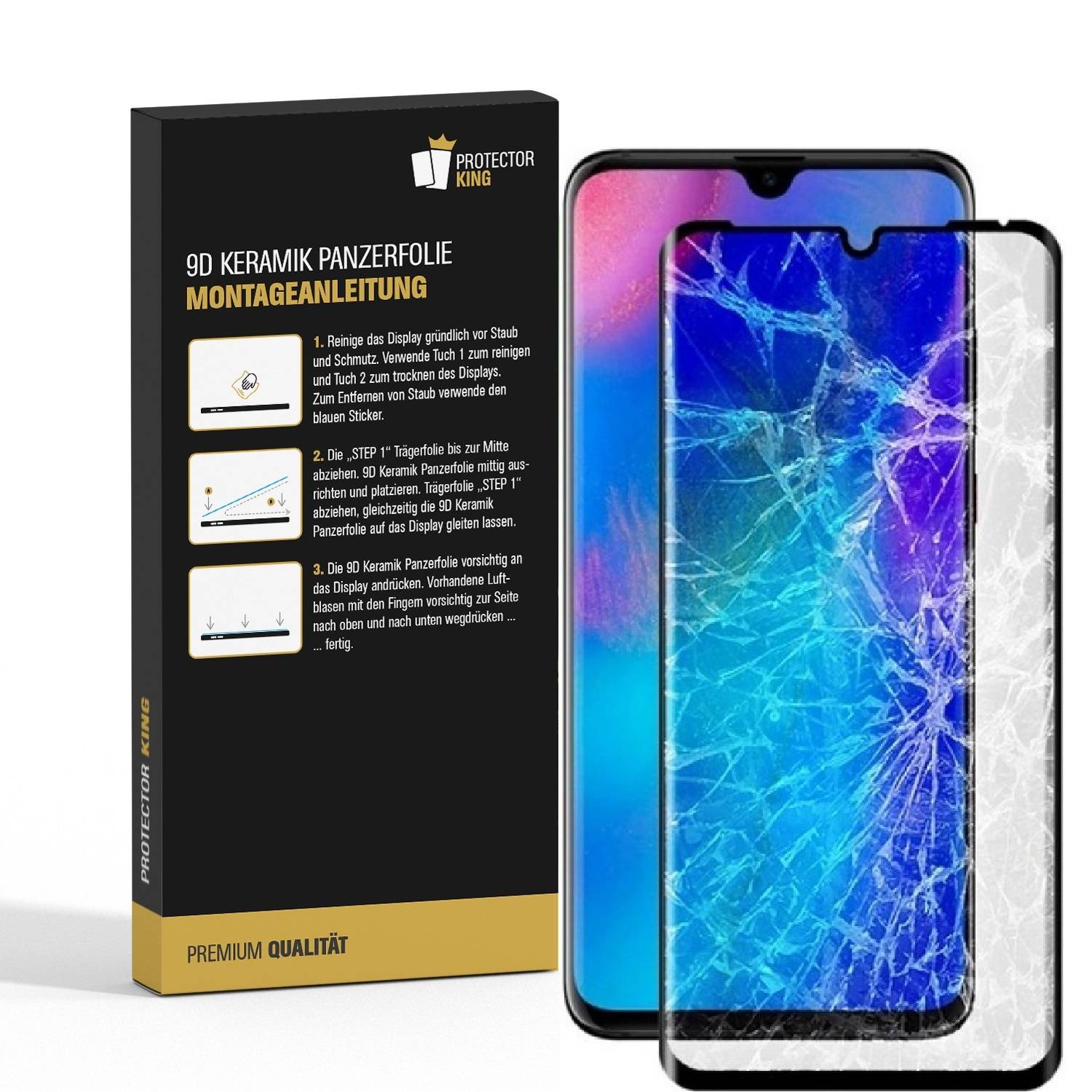 2x 9D Keramik-Glass für Huawei P30 Lite FULL COVER 3D KLAR Panzerfolie Displayschutz Schutzfolie Ceramic Screen-Protector