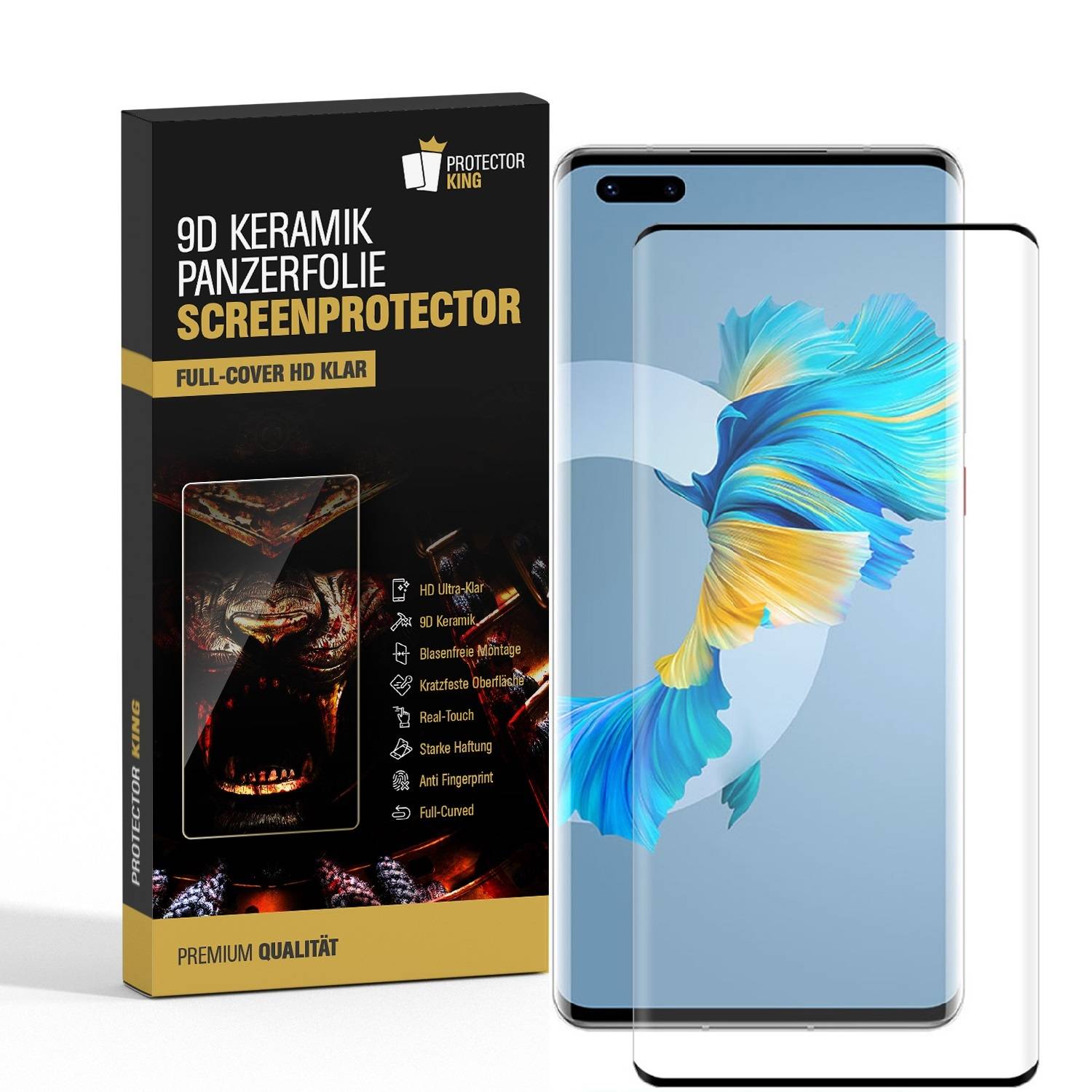 2x 9D Keramik-Glass für Huawei Mate 40 Pro Plus FULL COVER 3D KLAR Panzerfolie Displayschutz Schutzfolie Ceramic Screen-Protector