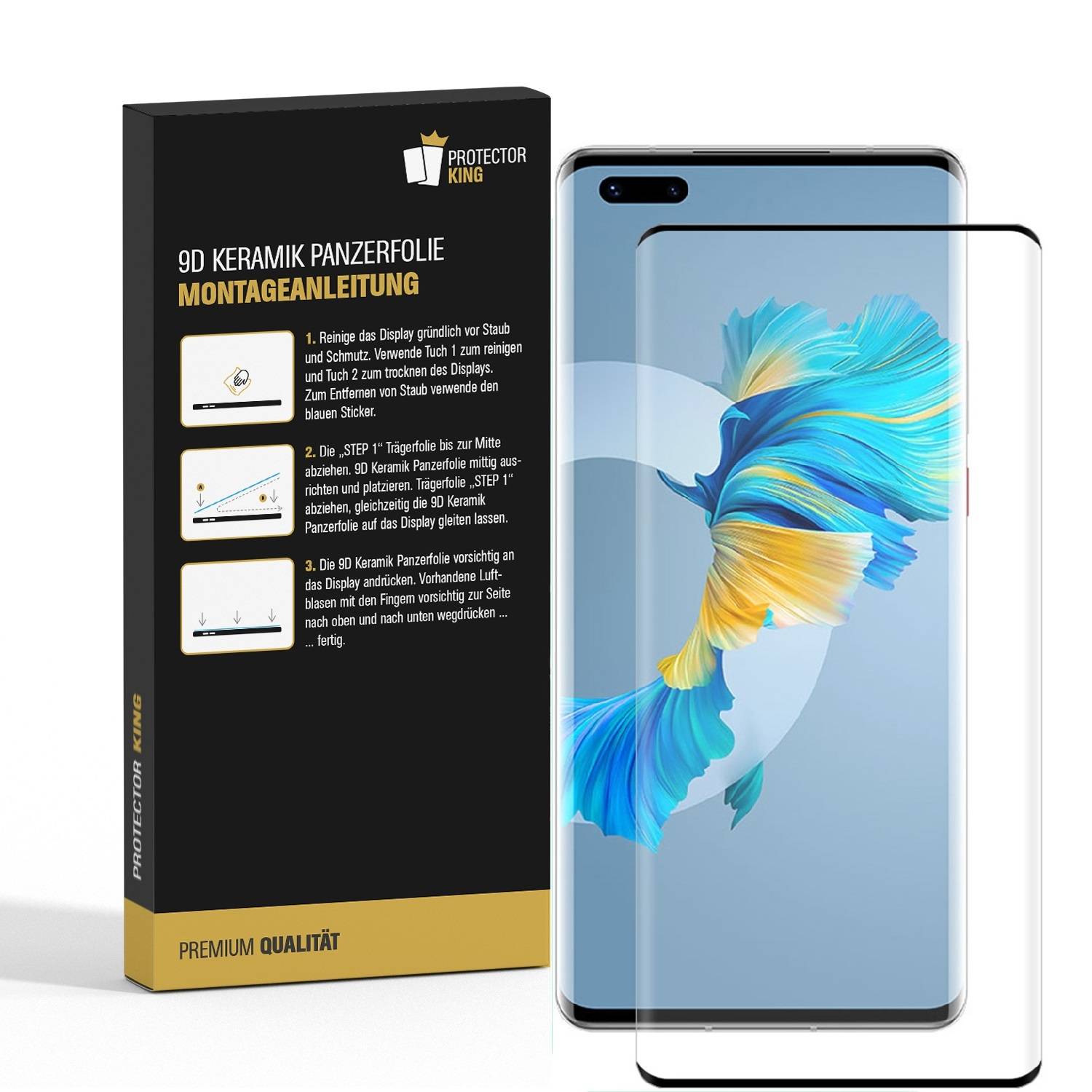 2x 9D Keramik-Glass für Huawei Mate 40 Pro Plus FULL COVER 3D KLAR Panzerfolie Displayschutz Schutzfolie Ceramic Screen-Protector