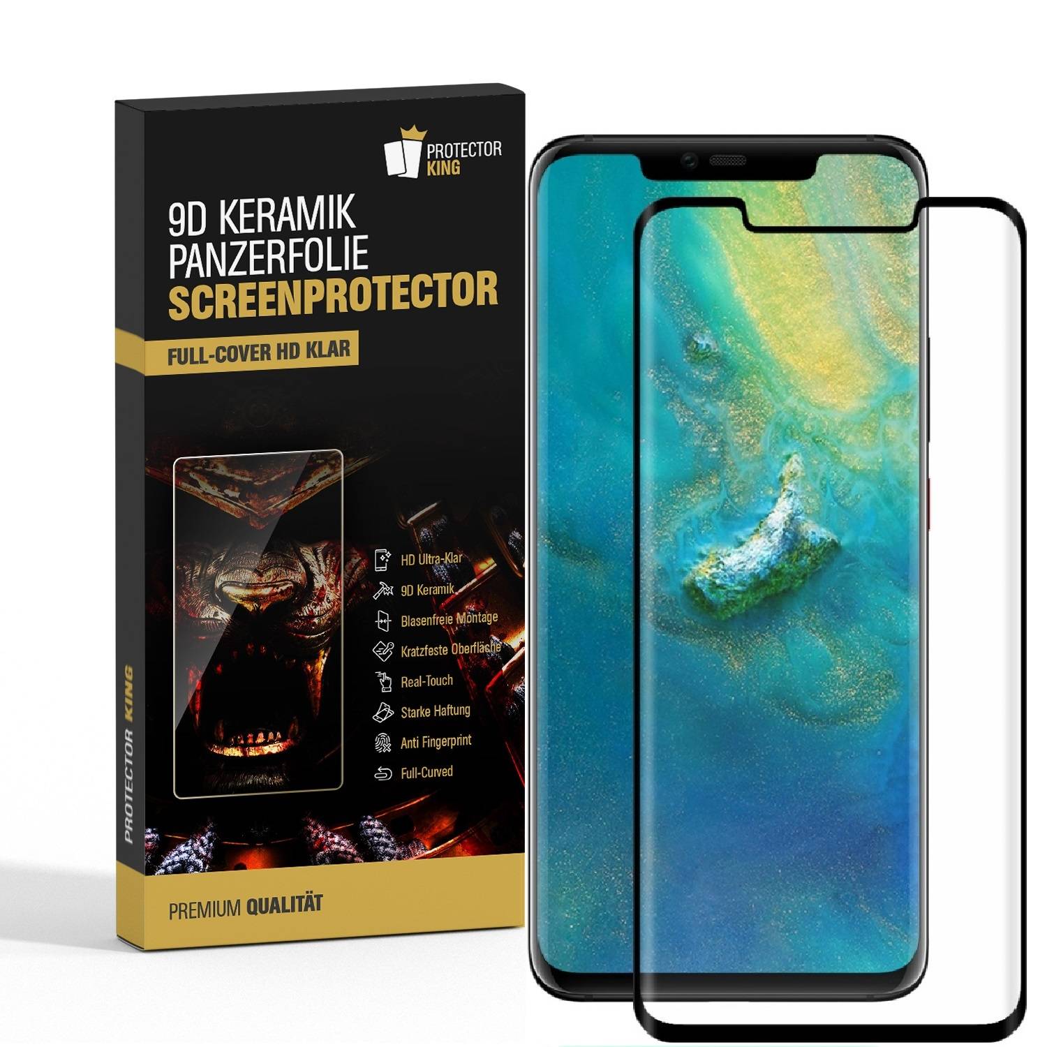 2x 9D Keramik-Glass für Huawei Mate 20 Pro FULL COVER 3D KLAR Panzerfolie Displayschutz Schutzfolie Ceramic Screen-Protector