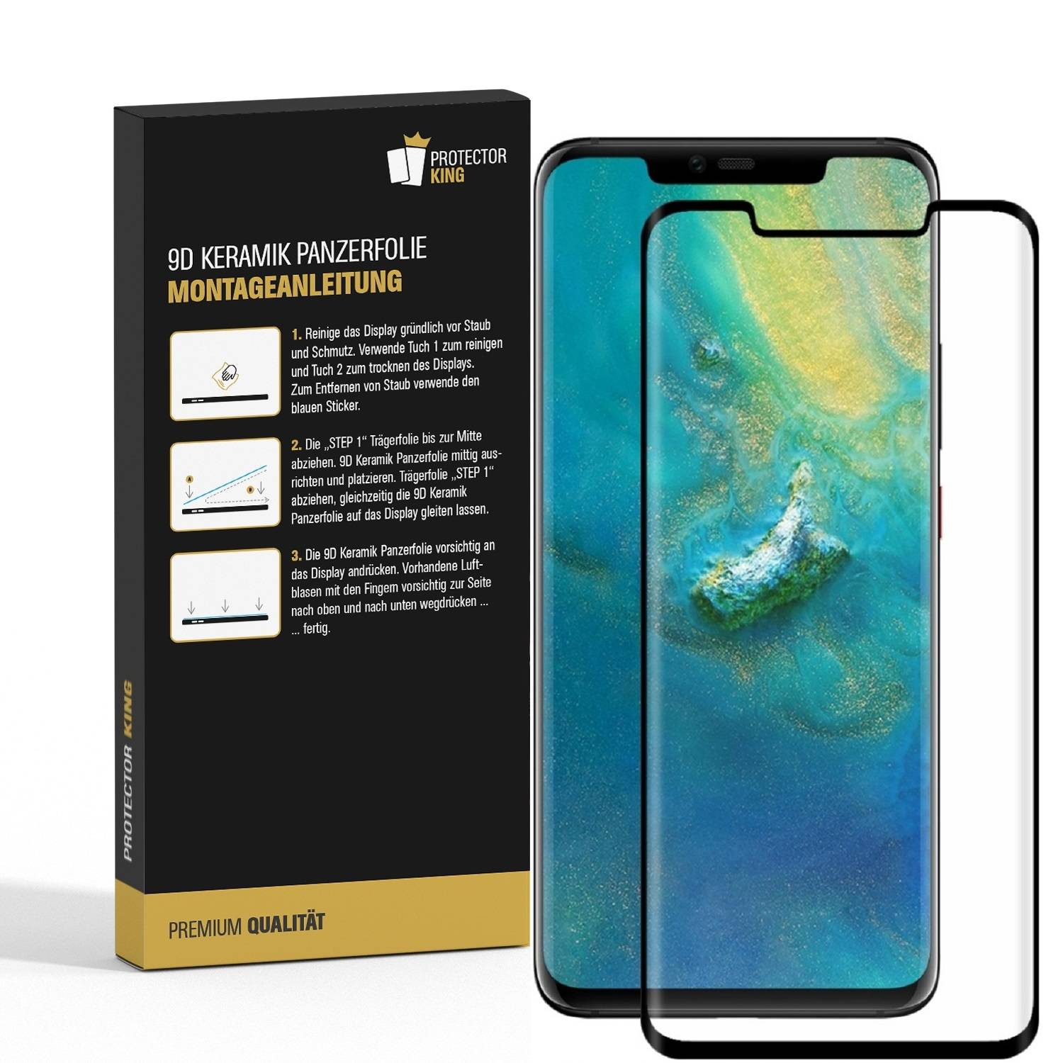 2x 9D Keramik-Glass für Huawei Mate 20 Pro FULL COVER 3D KLAR Panzerfolie Displayschutz Schutzfolie Ceramic Screen-Protector