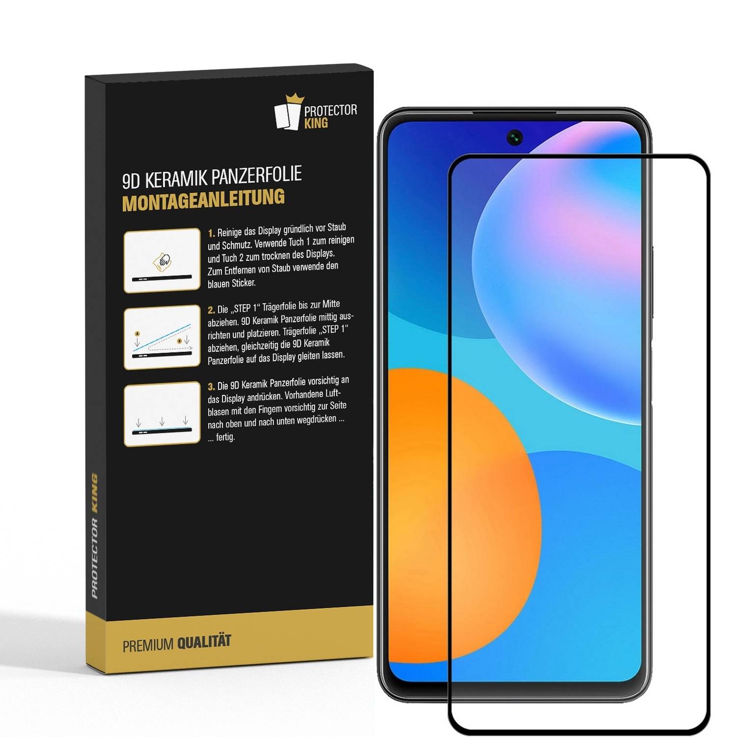 2x 9D Keramik-Glass für Huawei P40 Lite FULL COVER 3D KLAR Panzerfolie Displayschutz Schutzfolie Ceramic Screen-Protector