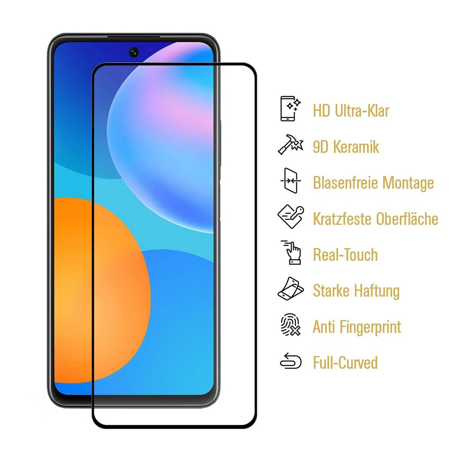 2x 9D Keramik-Glass für Huawei P Smart 2021 FULL COVER 3D KLAR Panzerfolie Displayschutz Schutzfolie Ceramic Screen-Protector