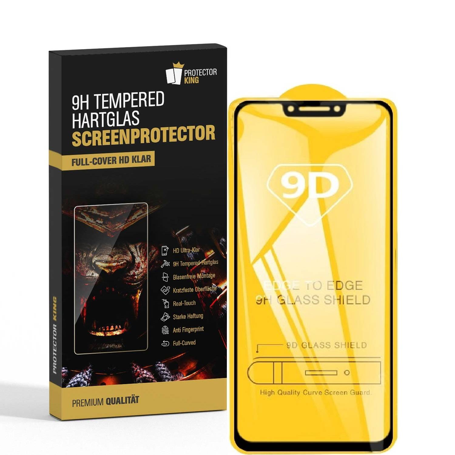 1x 9H Hartglas für Huawei Mate 20 Lite FULL COVER Panzerfolie Displayschutz Schwarz Panzerglas Schutzglas