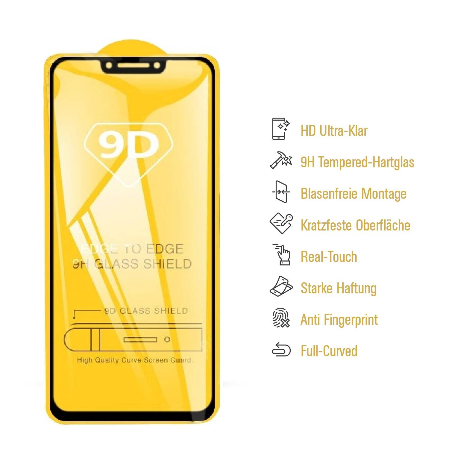 3x 9H Hartglas für Huawei Mate 20 Lite FULL COVER Panzerfolie Displayschutz Schwarz Panzerglas Schutzglas