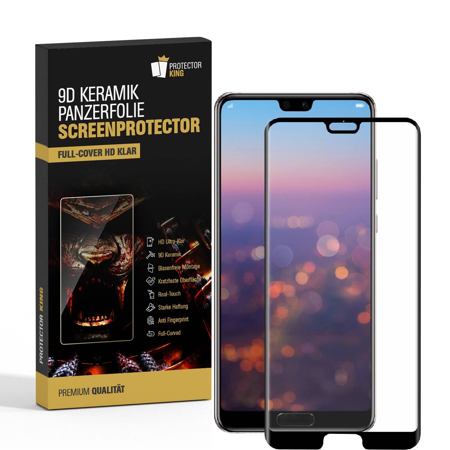 4x 9D Keramik-Glass für Huawei P20 Pro FULL COVER 3D KLAR Panzerfolie Displayschutz Schutzfolie Ceramic Screen-Protector