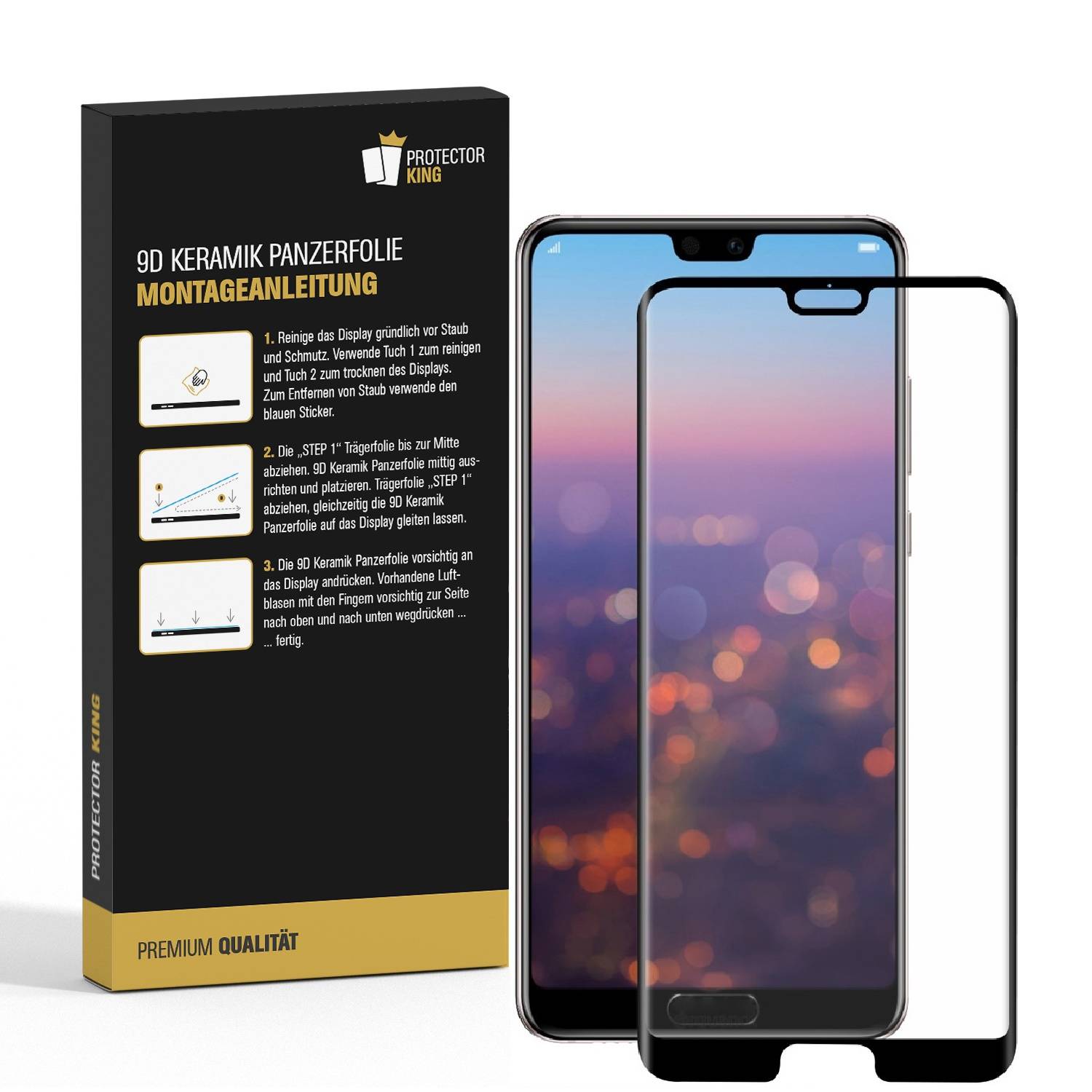 4x 9D Keramik-Glass für Huawei P20 Pro FULL COVER 3D KLAR Panzerfolie Displayschutz Schutzfolie Ceramic Screen-Protector