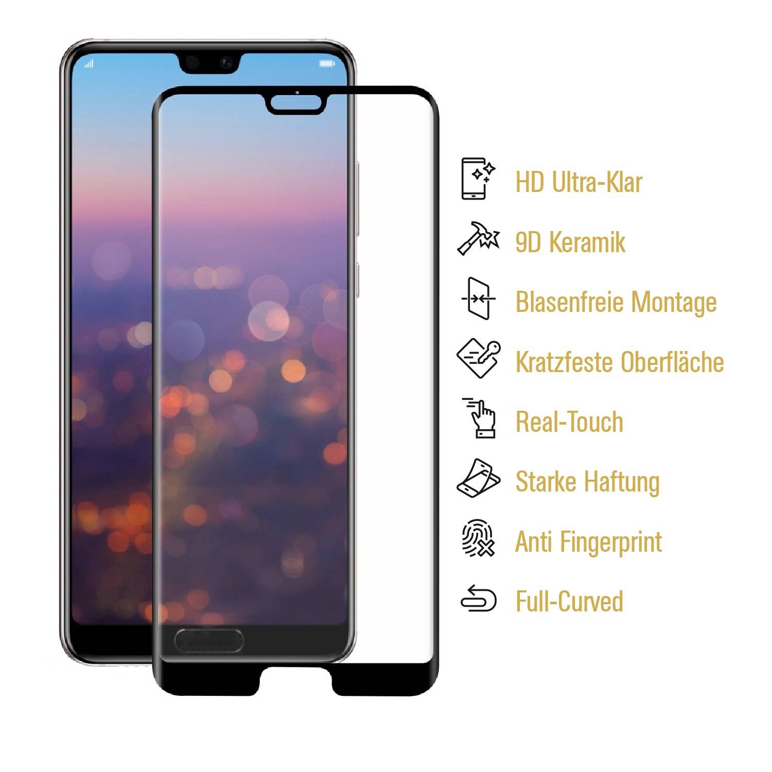 3x 9D Keramik-Glass für Huawei P20 Pro FULL COVER 3D KLAR Panzerfolie Displayschutz Schutzfolie Ceramic Screen-Protector
