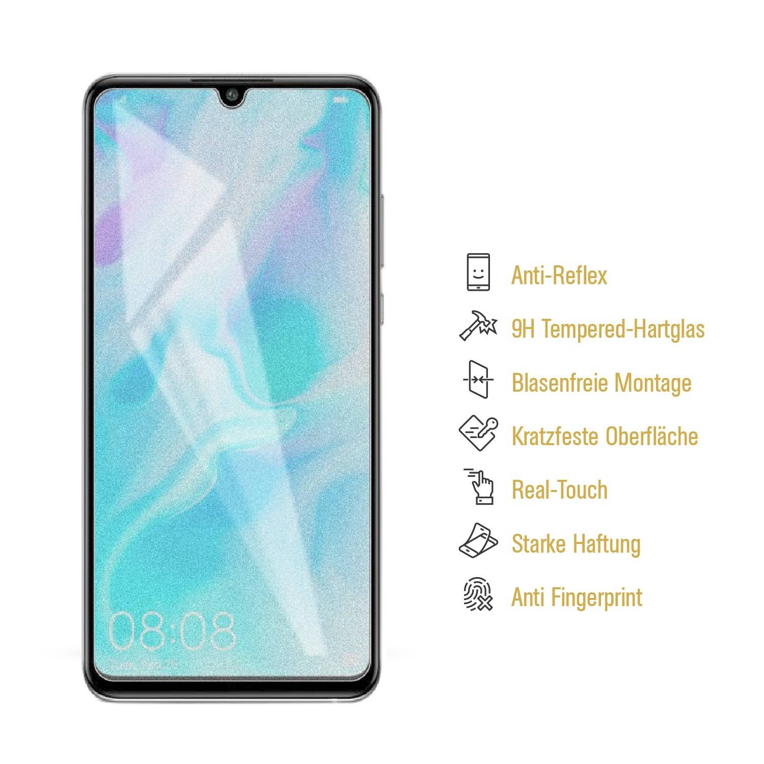 1x 9H Hartglasfolie für Huawei P30 Lite Panzerfolie Displayschutz MATT Panzerglas Schutzglas Entspiegelt ANTI REFLEX