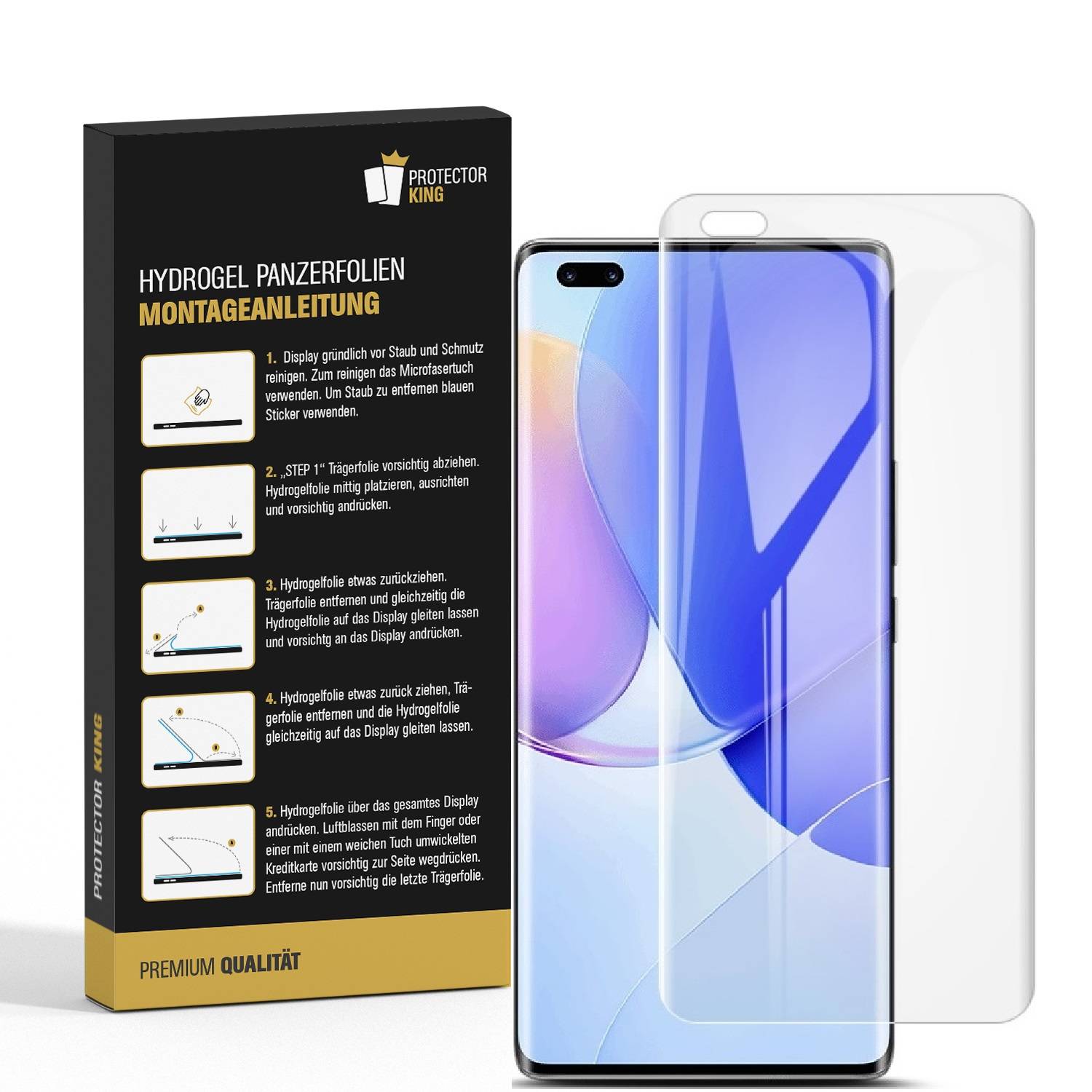 2x Hydrogel-Glass für Huawei Nova 9 Pro Selbstheilend für Micro Kratzer 3D KLAR Panzerfolie Displayschutz Schutzfolie Screen-Protector