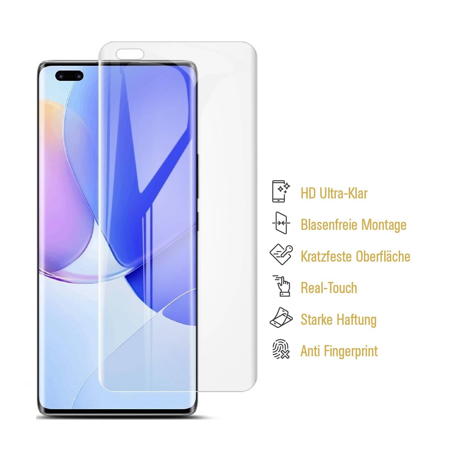 2x Hydrogel-Glass für Huawei Nova 9 Pro Selbstheilend für Micro Kratzer 3D KLAR Panzerfolie Displayschutz Schutzfolie Screen-Protector