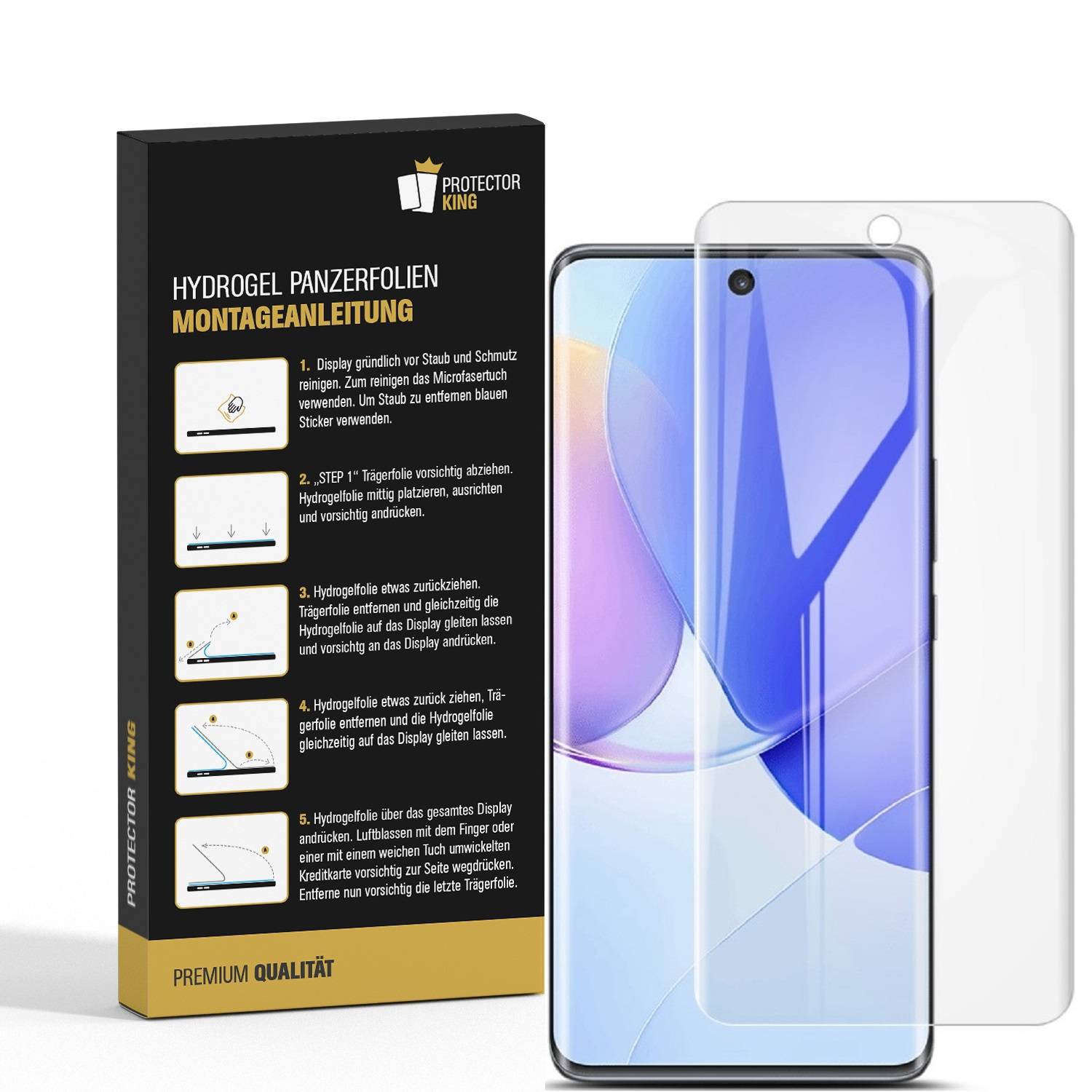 4x Hydrogel-Glass für Huawei Nova 9 Pro Selbstheilend für Micro Kratzer 3D KLAR Panzerfolie Displayschutz Schutzfolie Screen-Protector