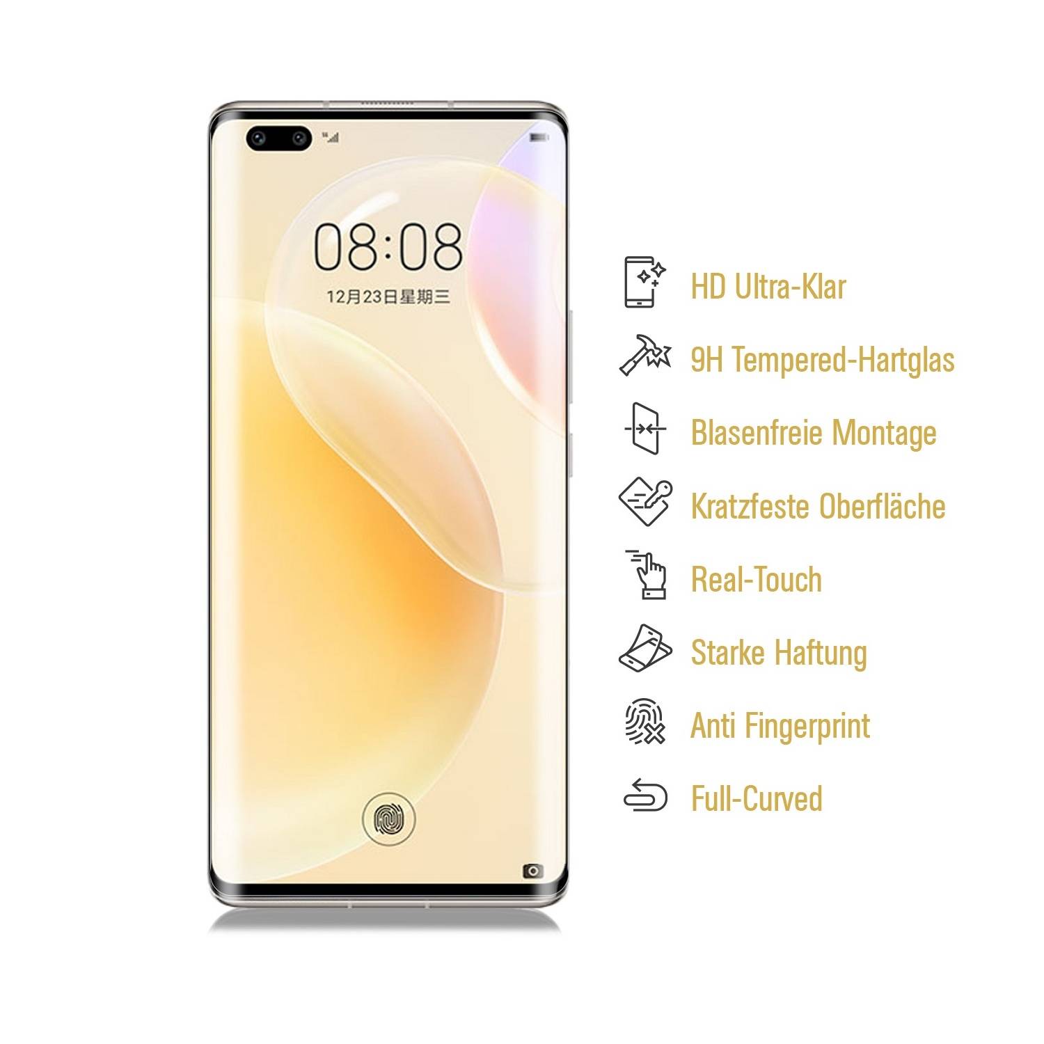 4x 9H Hartglas für Huawei Nova 9 Pro FULL CURVED Panzerfolie Displayschutz KLAR 3D Panzerglas Schutzglas Schutzfolie
