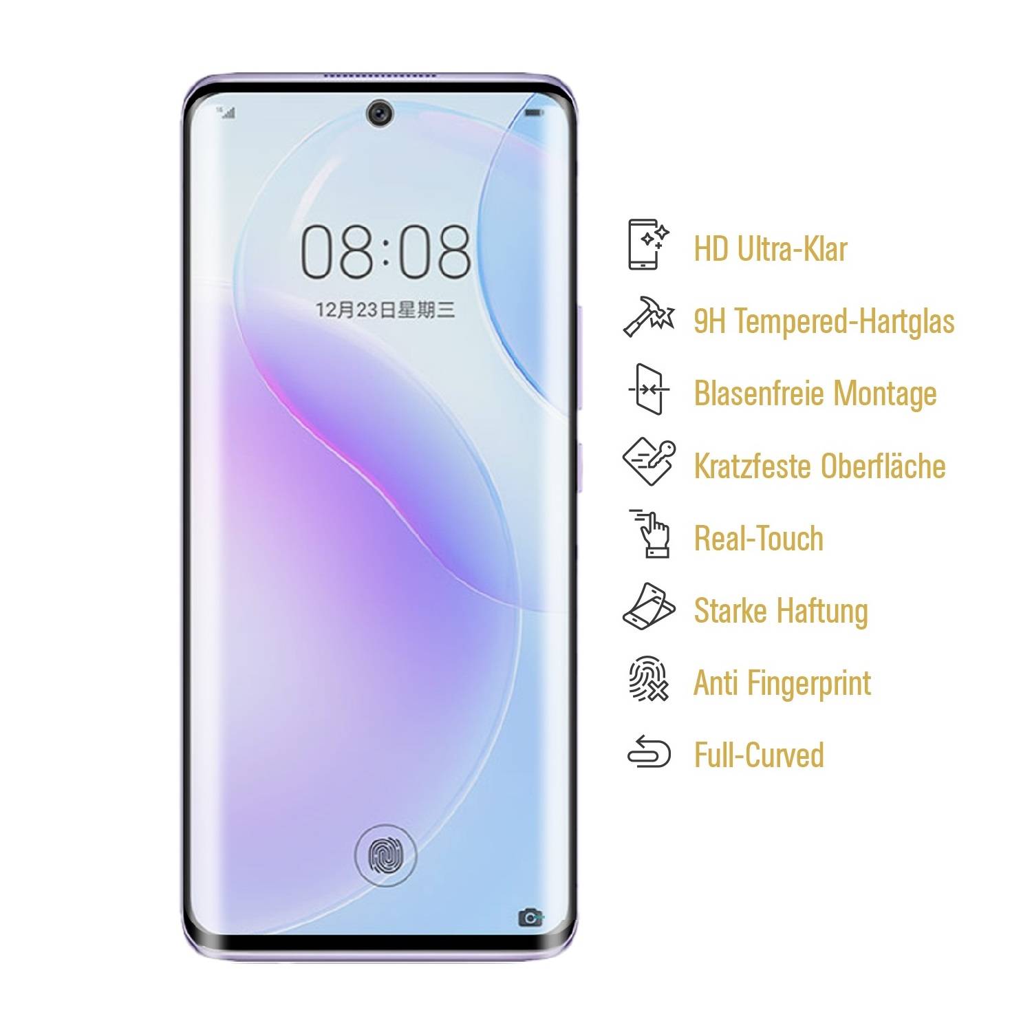 2x 9H Hartglas für Huawei Nova 9 FULL CURVED Panzerfolie Displayschutz KLAR 3D Panzerglas Schutzglas Schutzfolie