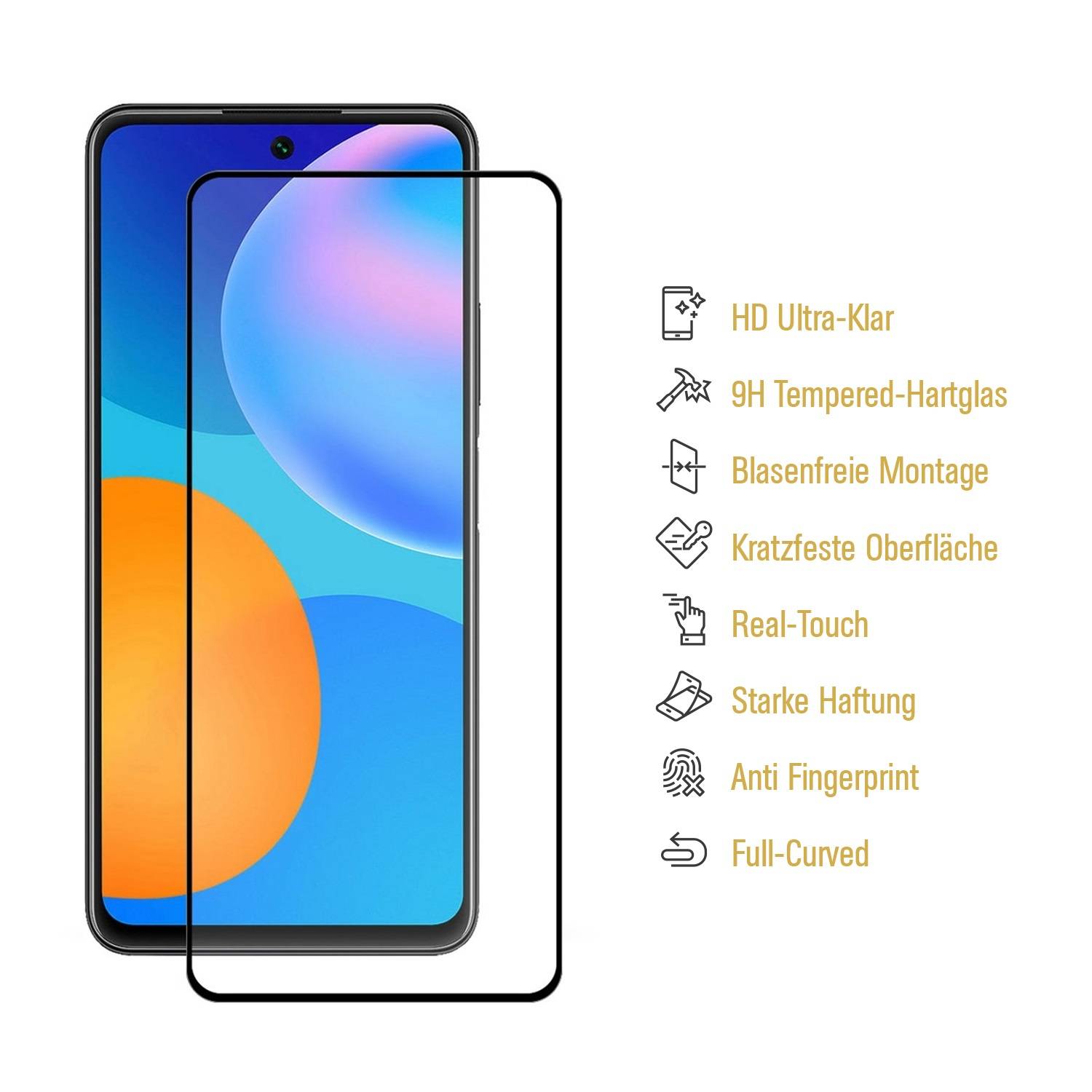 2x 9H Hartglas für Huawei P Smart 2021 FULL COVER Schutzglas Displayschutz Panzerfolie Schutzfolie Panzerglas Displayglas Tempered Glasfolie