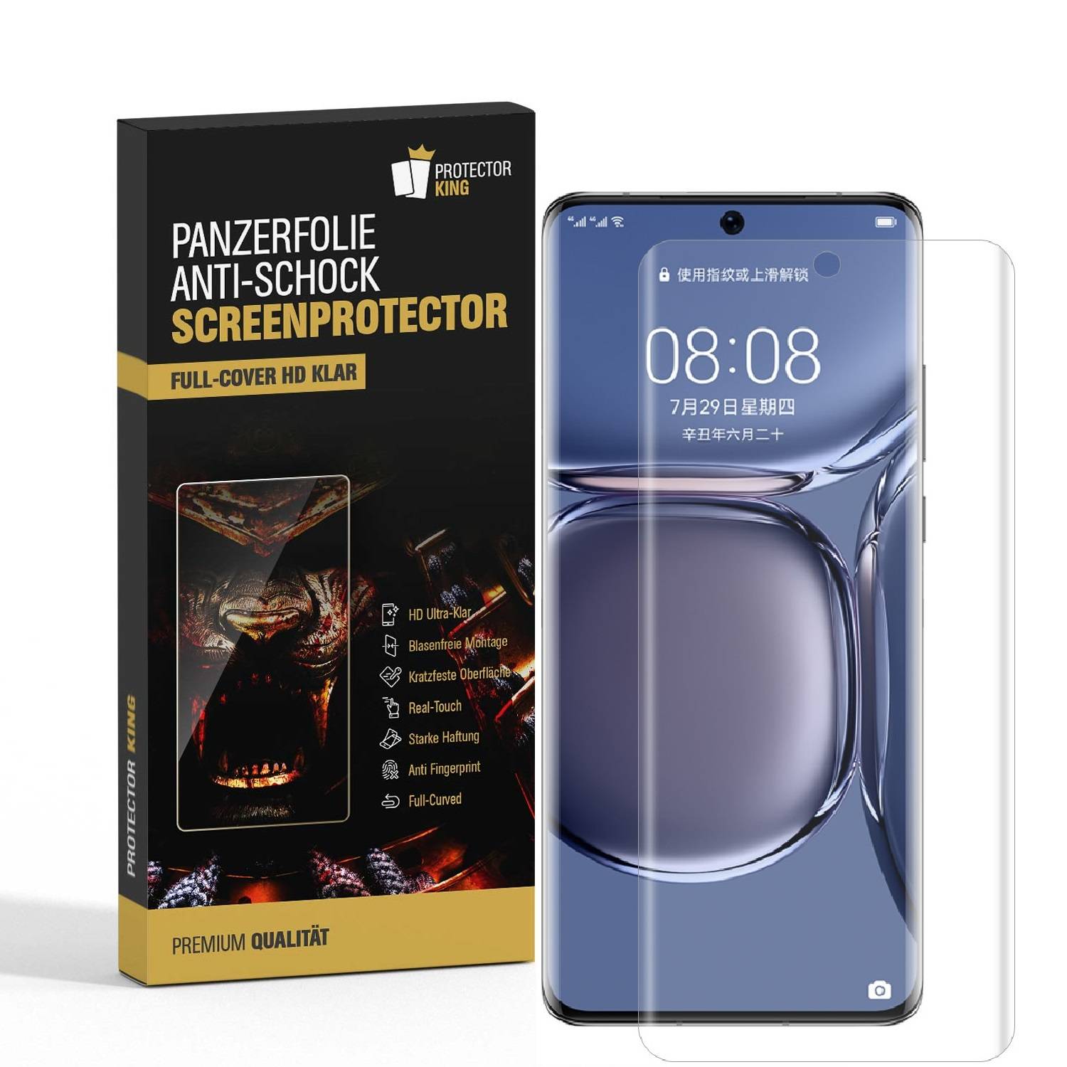 6x Panzerfolie für Huawei P50 Pro FULL SCREEN Displayschutz Schutzfolie KLAR/ ANTI-SHOCK/ ANTI-KRATZ/ ANTI-BRUCH/ ANTI-SCHMUTZ