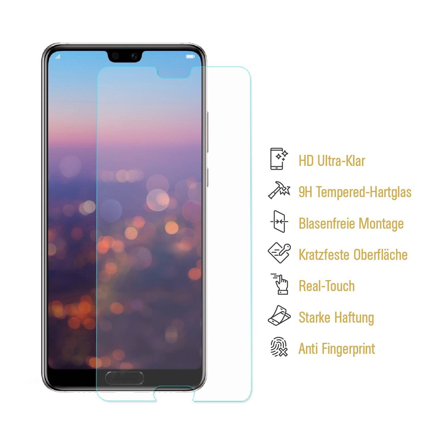 4x 3D A++ 9H Panzerglas für Huawei P20 Displayschutz Schutzglas Panzerfolie Schutzfolie Hartglas Displayglas Tempered Echtglas Glasfolie