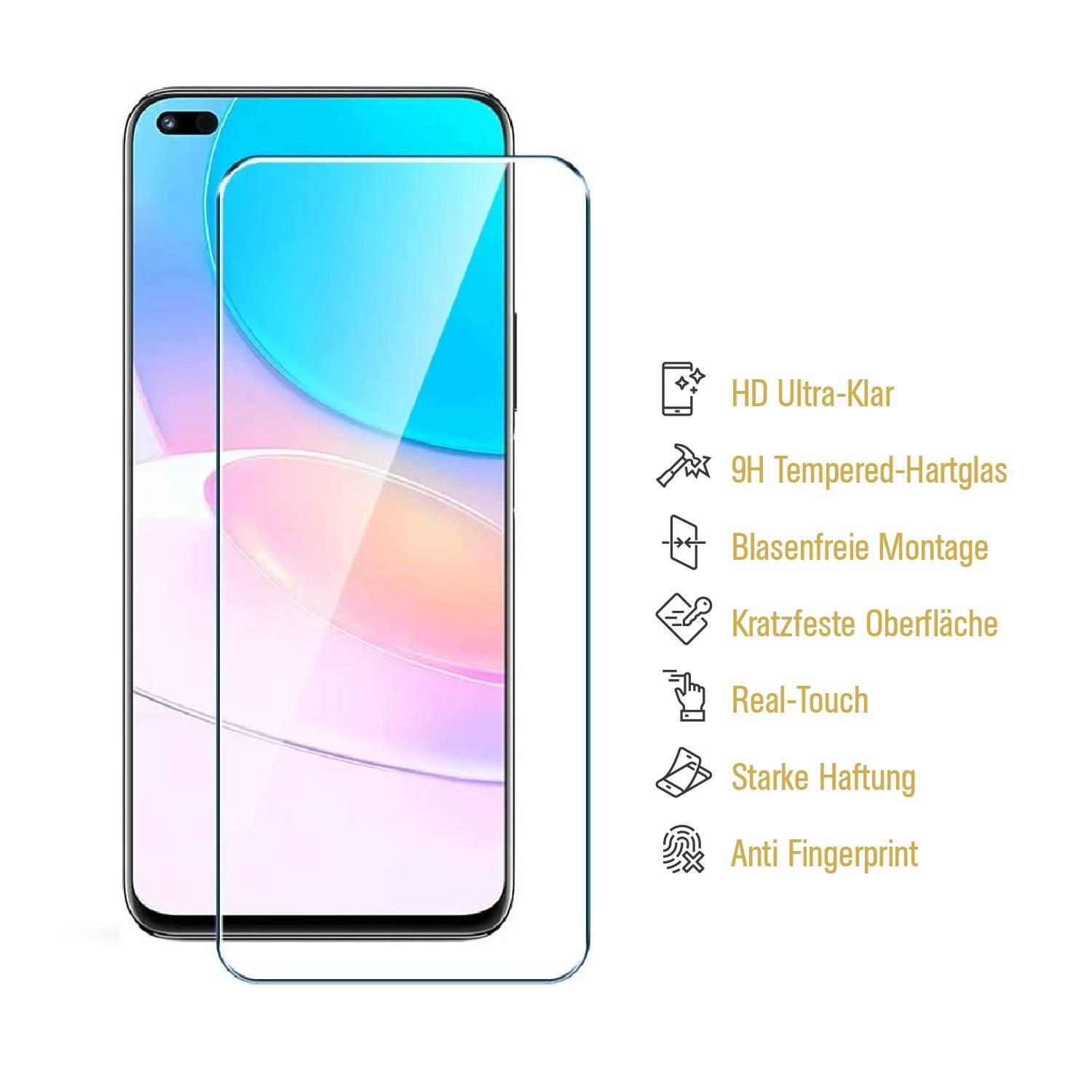 6x 9H Panzerglas für Huawei Nova 8i Displayschutz Panzerfolie Schutzfolie Hartglas Schutzglas Displayglas Tempered Glasfolie Sicherheitsglas
