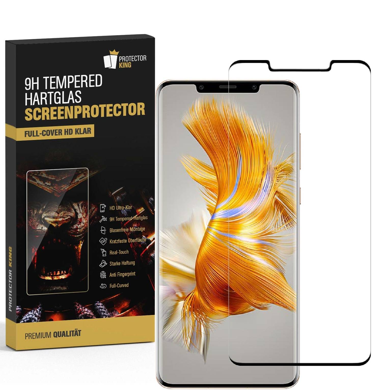 3x 9H Panzerglas für Huawei Mate 50 Pro FULL CURVED Displayschutz Schutzglas Panzerfolie Schutzfolie Displayglas Hartglas echtes Tempered