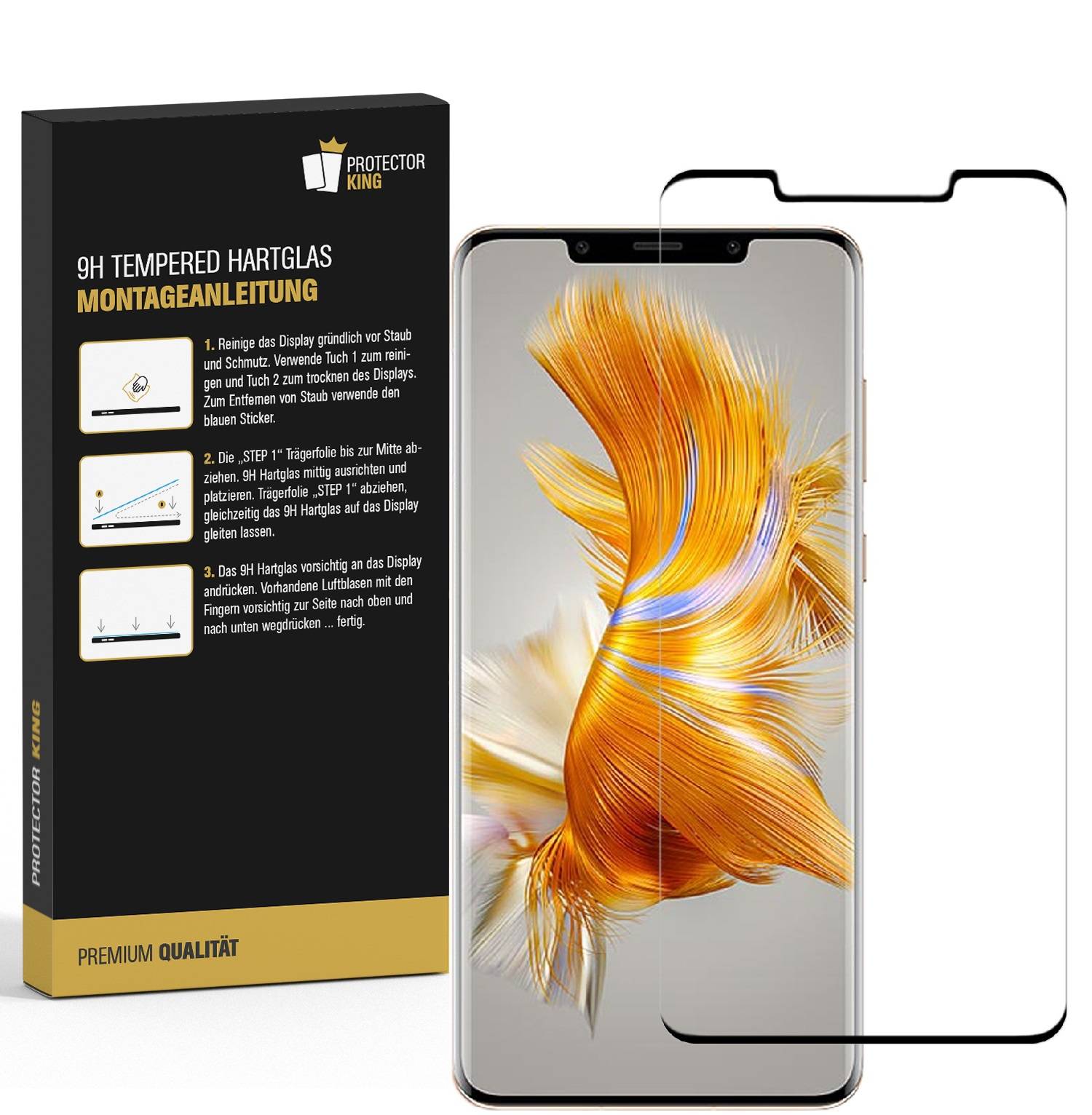 2x 9H Panzerglas für Huawei Mate 50 Pro FULL CURVED Displayschutz Schutzglas Panzerfolie Schutzfolie Displayglas Hartglas echtes Tempered