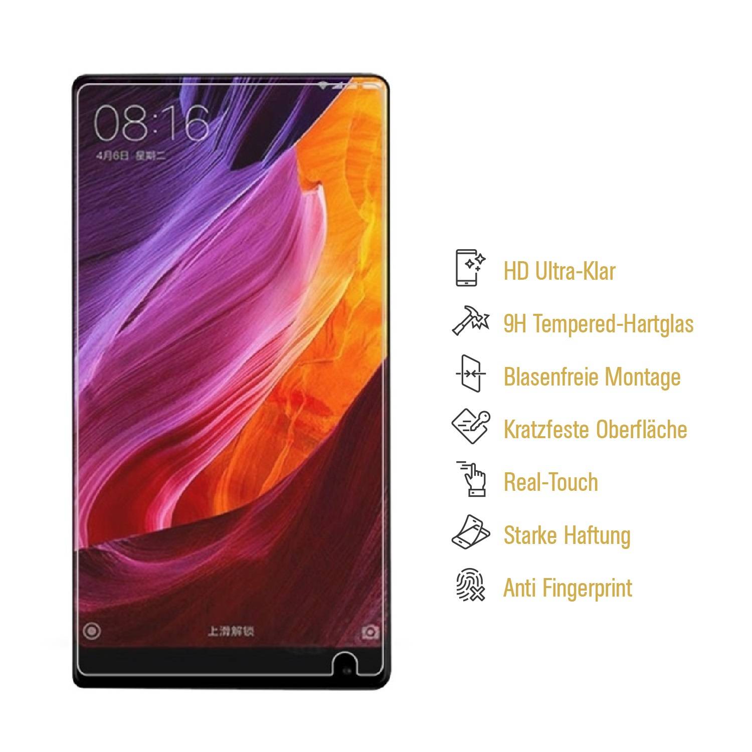 6x 9H Hartglas für Xiaomi Mi Mix Panzerfolie Displayschutz Schutzfolie Schutzglas KLAR Panzerglas Displayglas Glasfolie