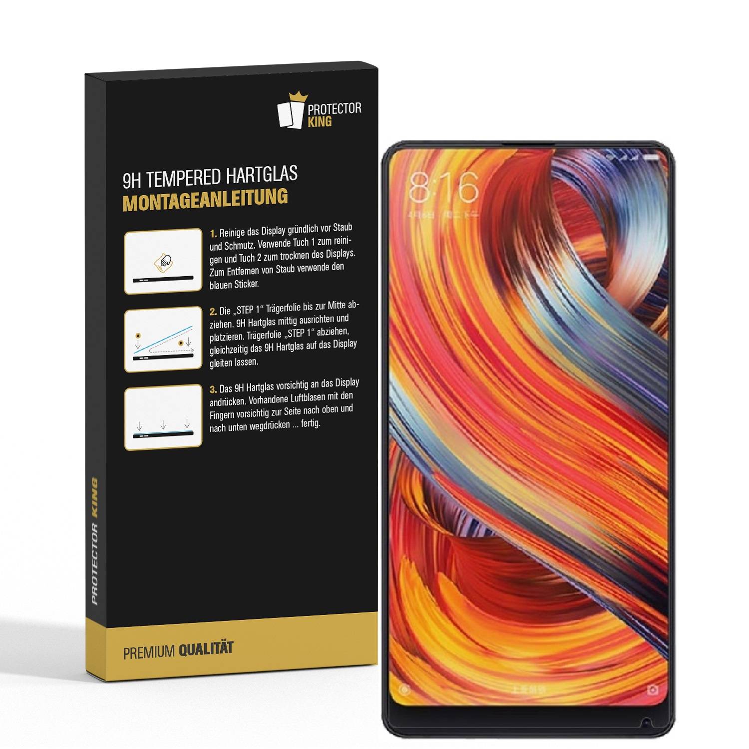 2x 9H Hartglas für Xiaomi Mi Mix 2 Panzerfolie Displayschutz Schutzfolie Schutzglas KLAR Panzerglas Displayglas Glasfolie
