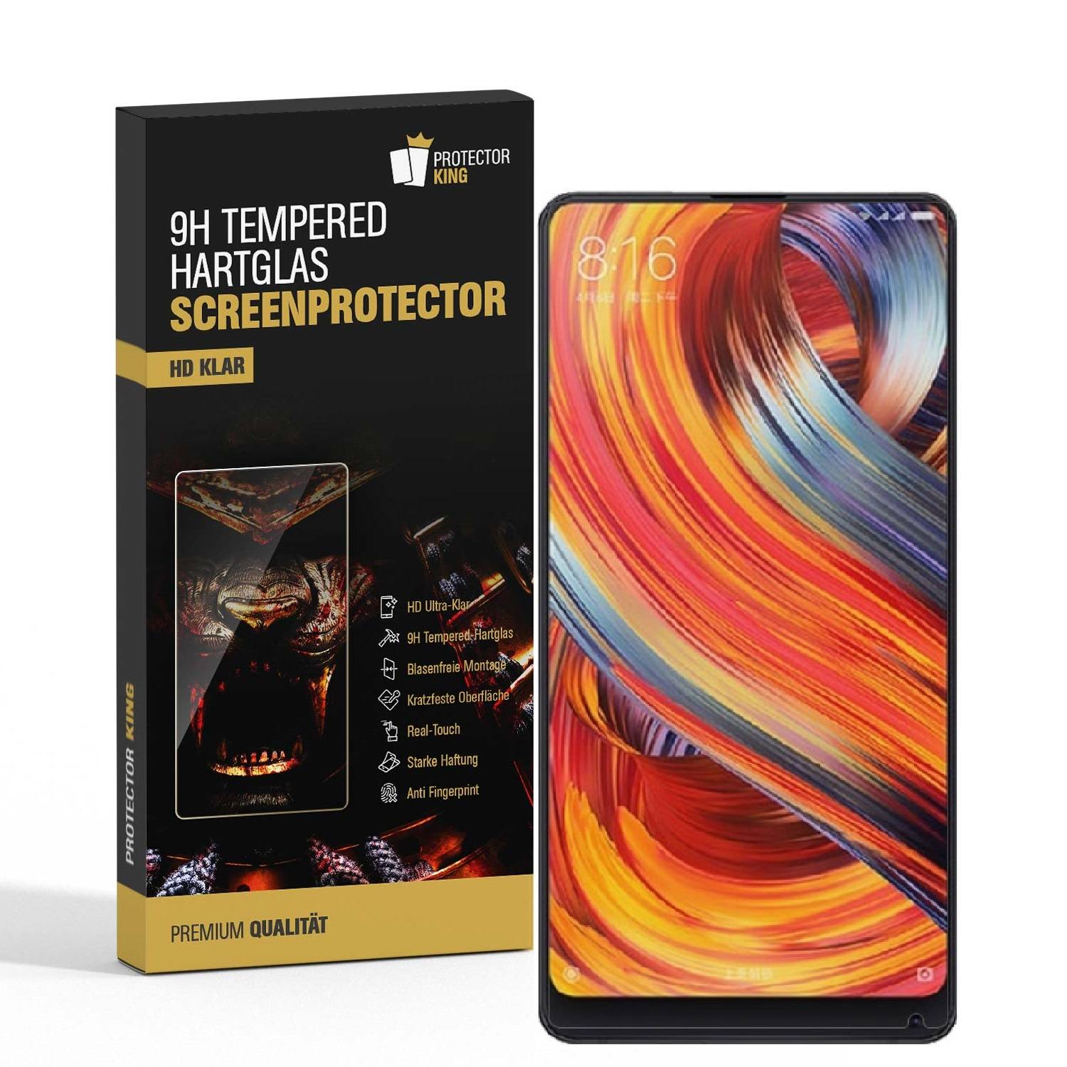 2x 9H Hartglas für Xiaomi Mi Mix 2 Panzerfolie Displayschutz Schutzfolie Schutzglas KLAR Panzerglas Displayglas Glasfolie