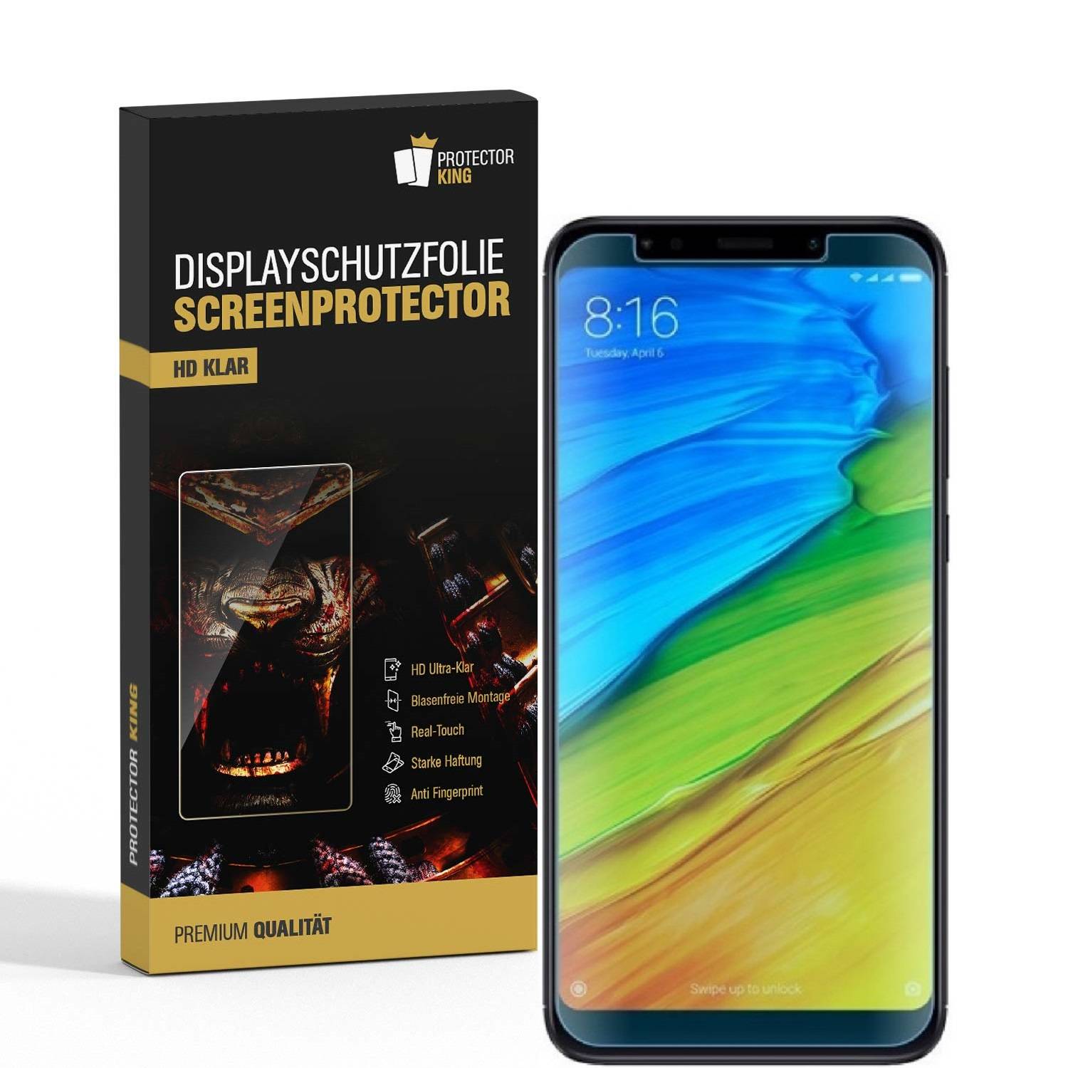 6x Displayschutzfolie für Xiaomi Redmi 5 Plus Schutzfolie Displayfolie HD KLAR