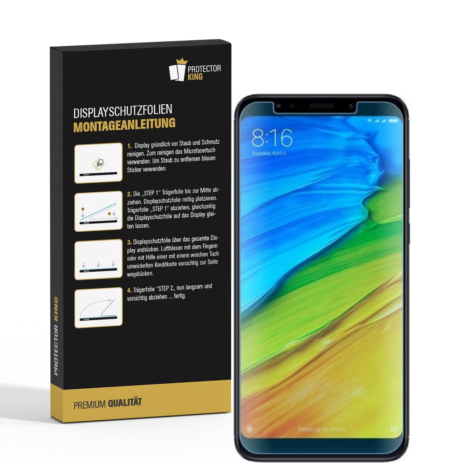 2x Panzerfolie für Xiaomi Redmi 5 ANTI-SCHOCK Displayschutzfolie HD KLAR