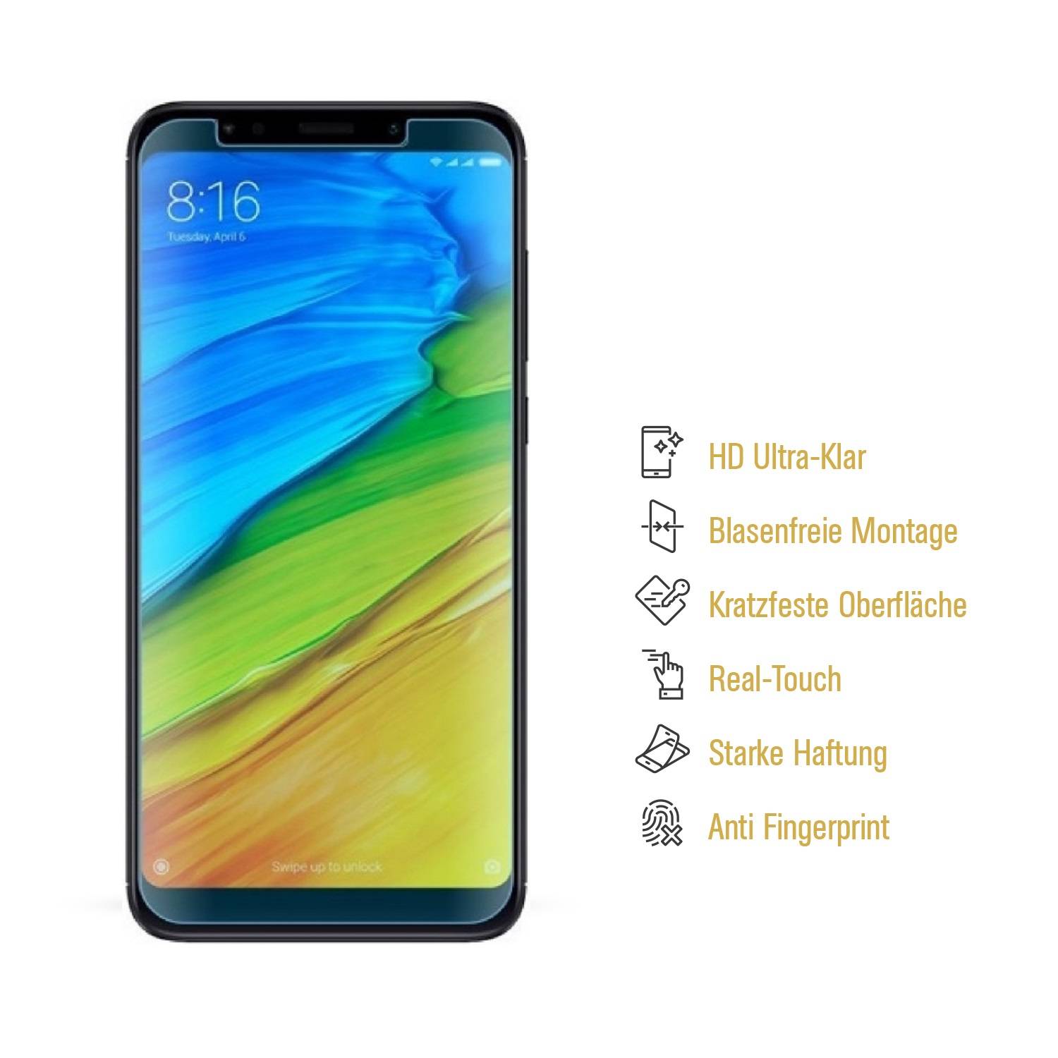 2x Panzerfolie für Xiaomi Redmi 5 Plus ANTI-SCHOCK Displayschutzfolie HD KLAR