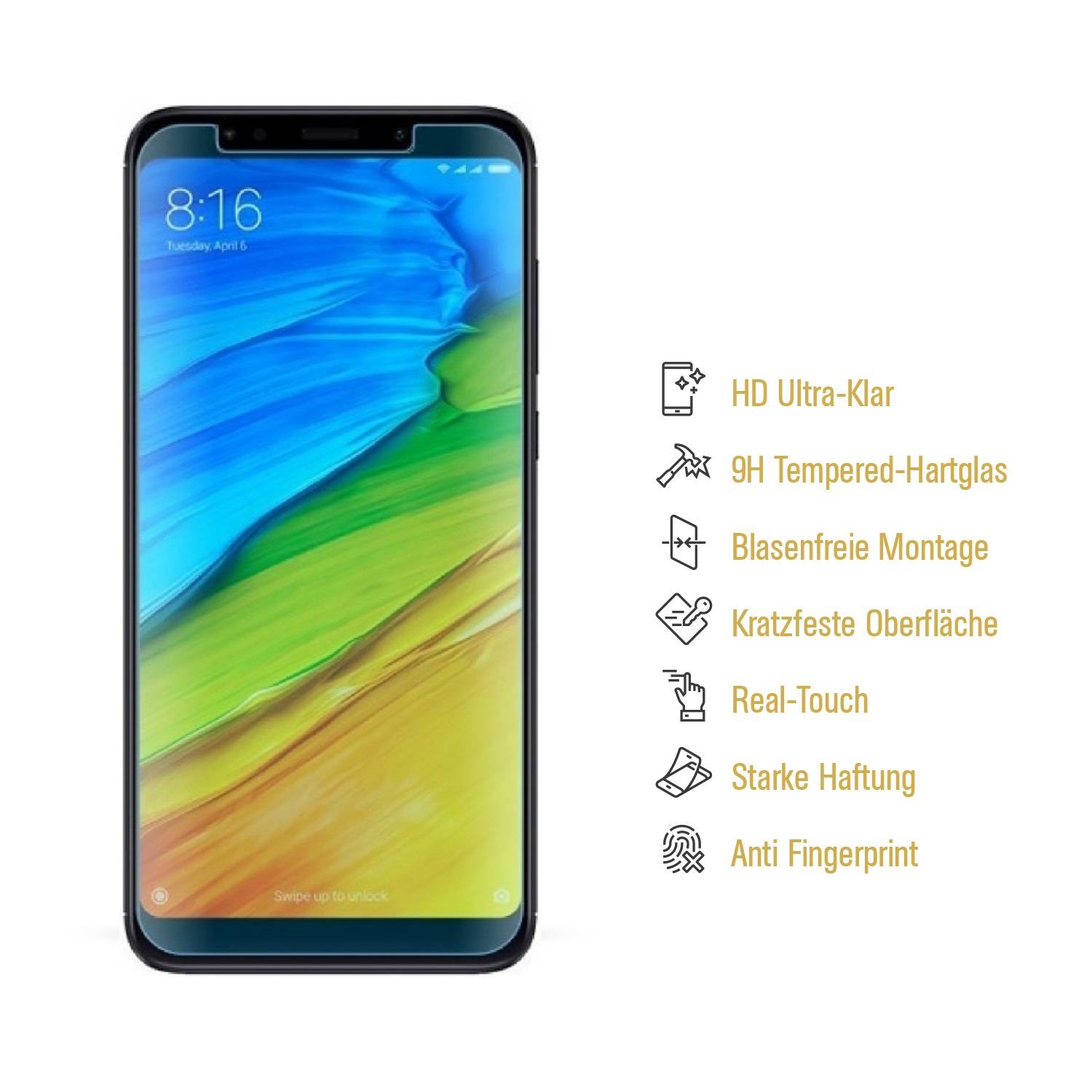 3x 9H Hartglas für Xiaomi Redmi 5 Panzerfolie Displayschutz Schutzglas HD KLAR Panzerglas Schutzfolie