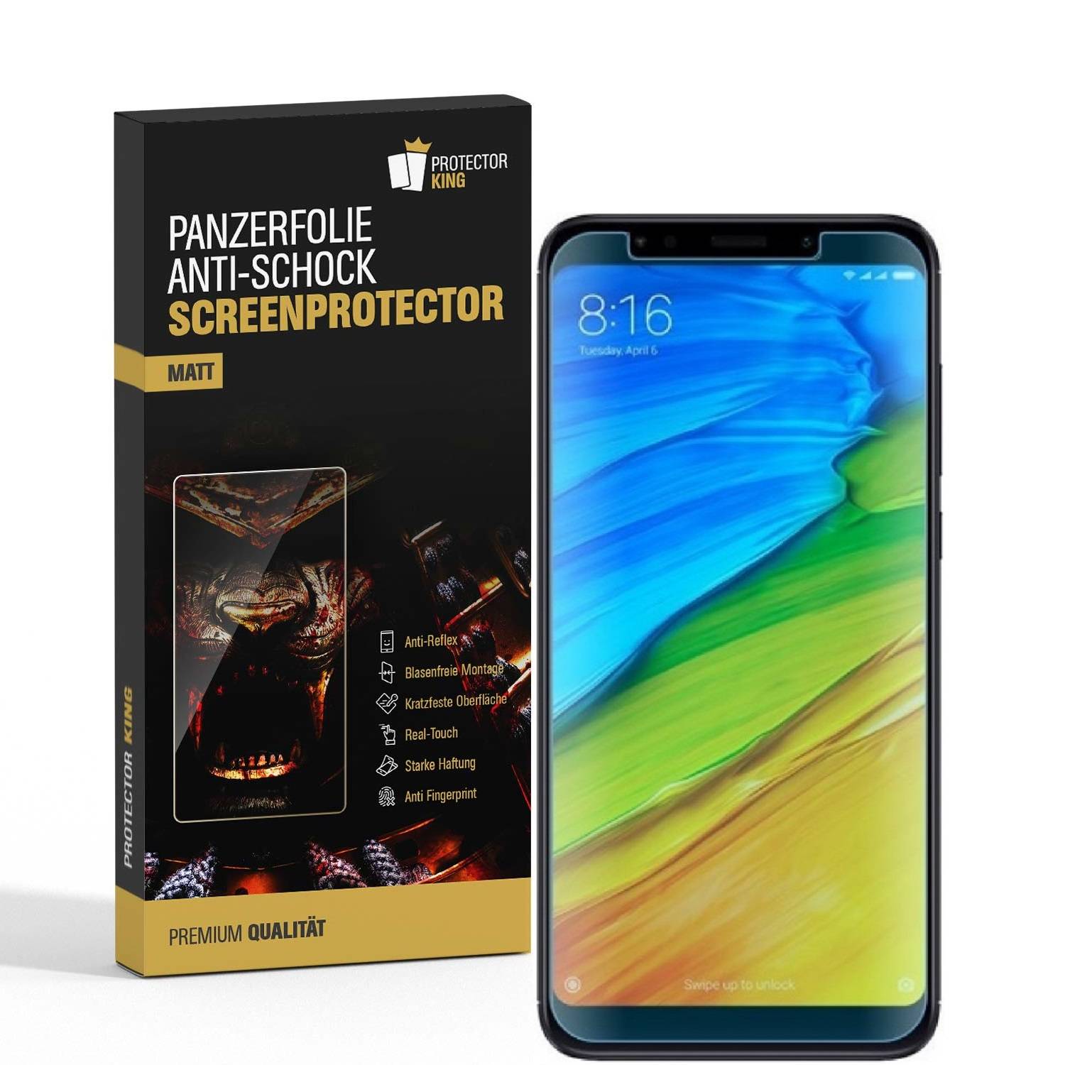 6x Panzerfolie für Xiaomi Redmi 5 Plus ANTI-SCHOCK Displayschutzfolie MATT