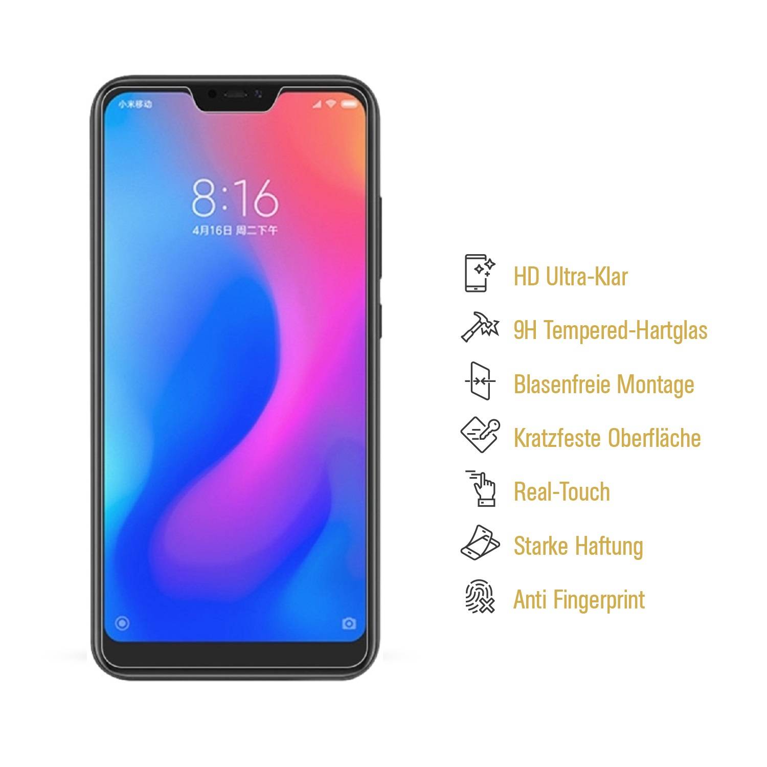 3x 9H Hartglas für Xiaomi Redmi Note 6 Panzerfolie Displayschutz Schutzglas KLAR Schutzfolie Panzerglas