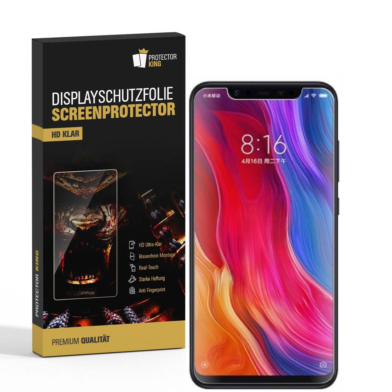 2x Displayschutzfolie für Xiaomi Mi 8 Schutzfolie DisplayfolieHD ULTRA KLAR
