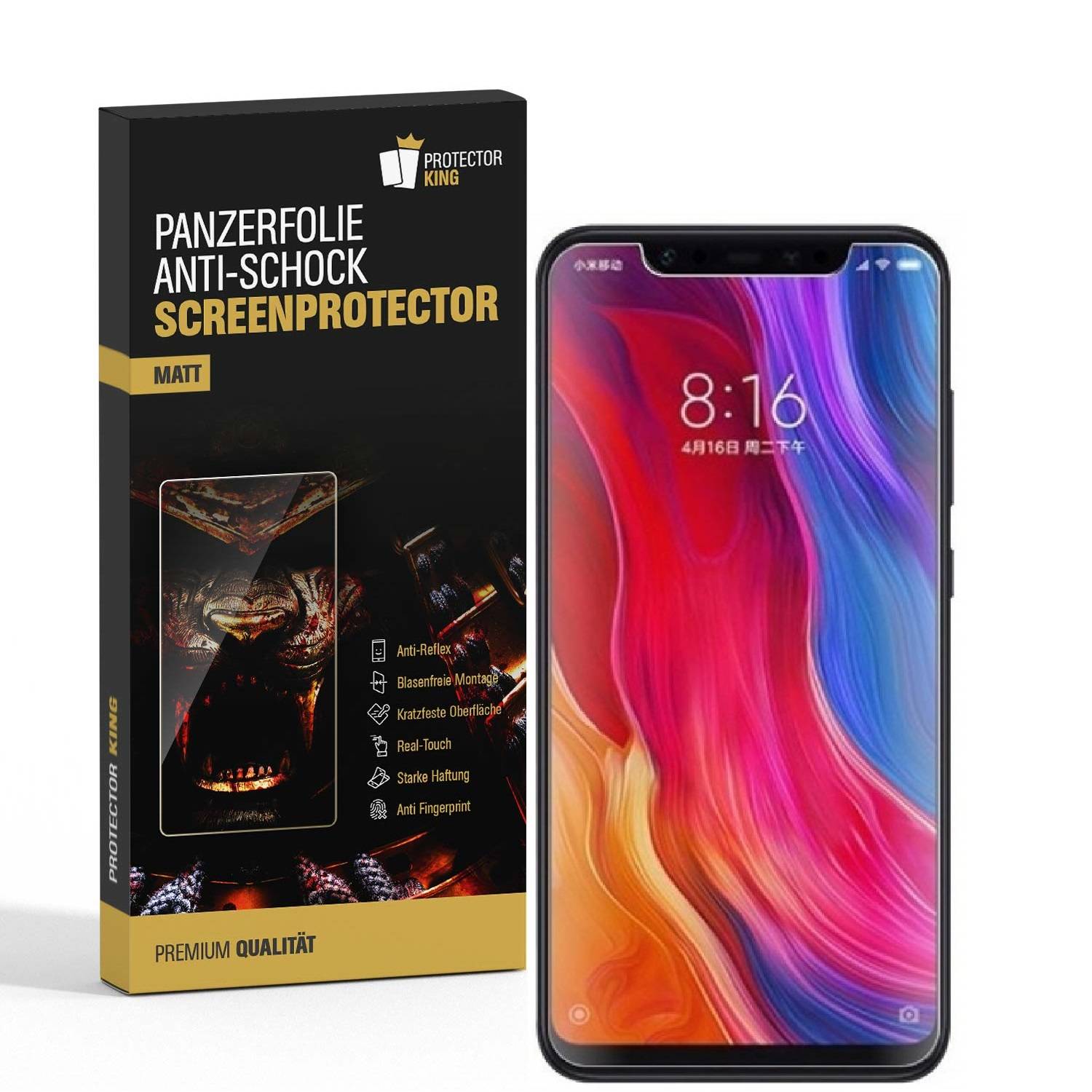 4x Panzerfolie für Xiaomi Mi 8 SE ANTI-SCHOCK Displayfolie Schutzfolie MATT
