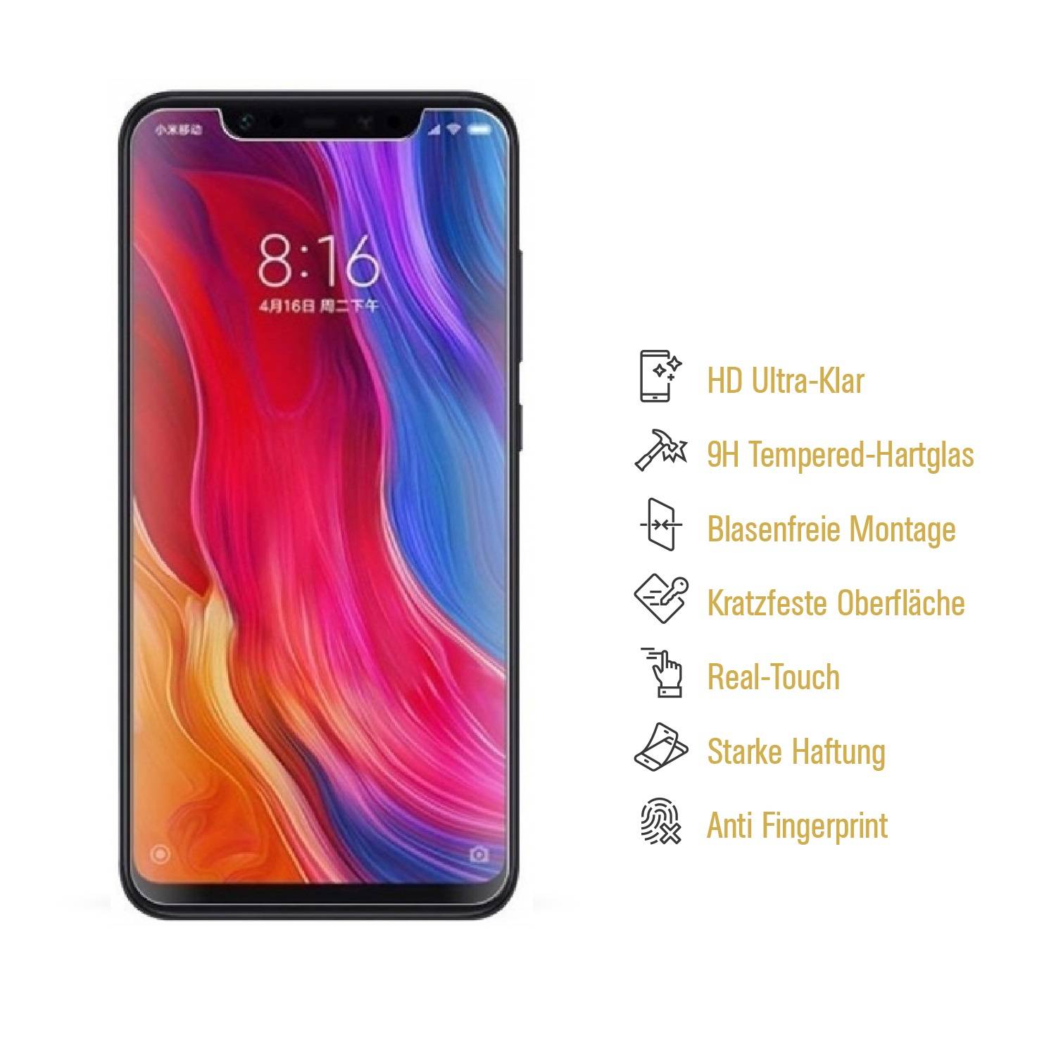 6x 9H Hartglas für Xiaomi Mi 8 Panzerfolie Displayschutz Schutzfolie KLAR Panzerglas Schutzglas Displayglas Glasfolie