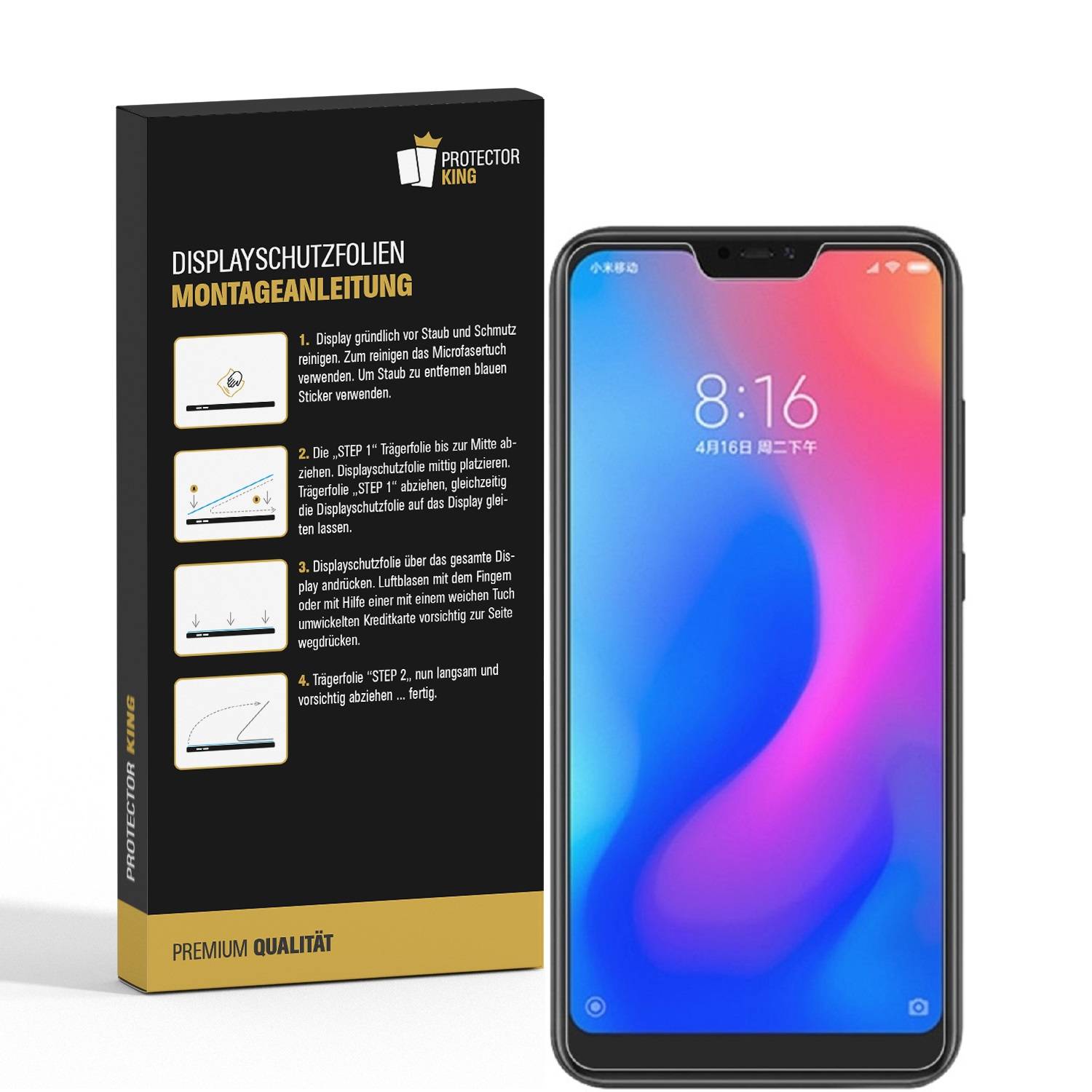 3x Panzerfolie für Xiaomi Redmi Note 6 Pro ANTI-SCHOCK Displayschutzfolie KLAR