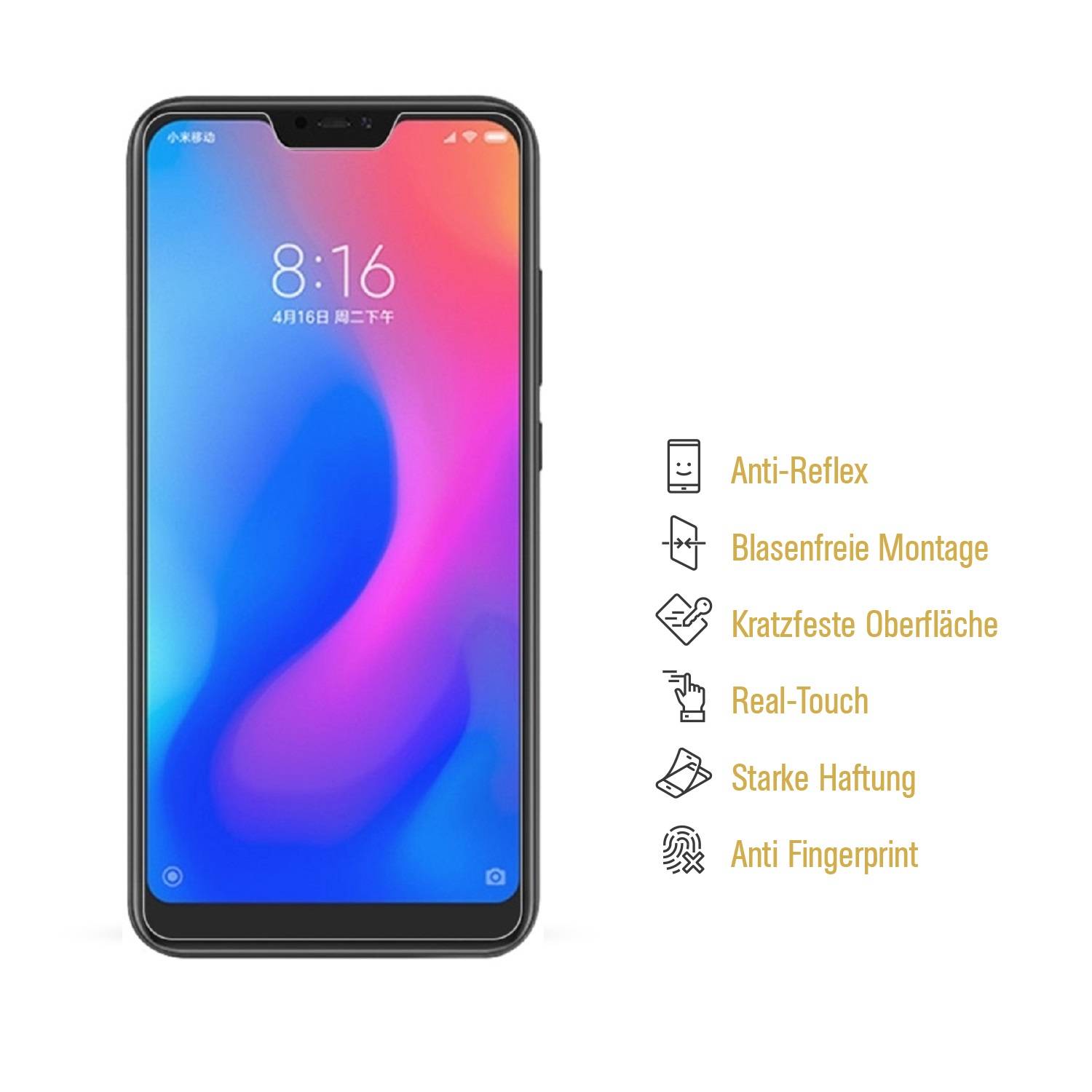 6x Panzerfolie für Xiaomi Redmi Note 6 ANTI-SCHOCK Displayschutzfolie MATT