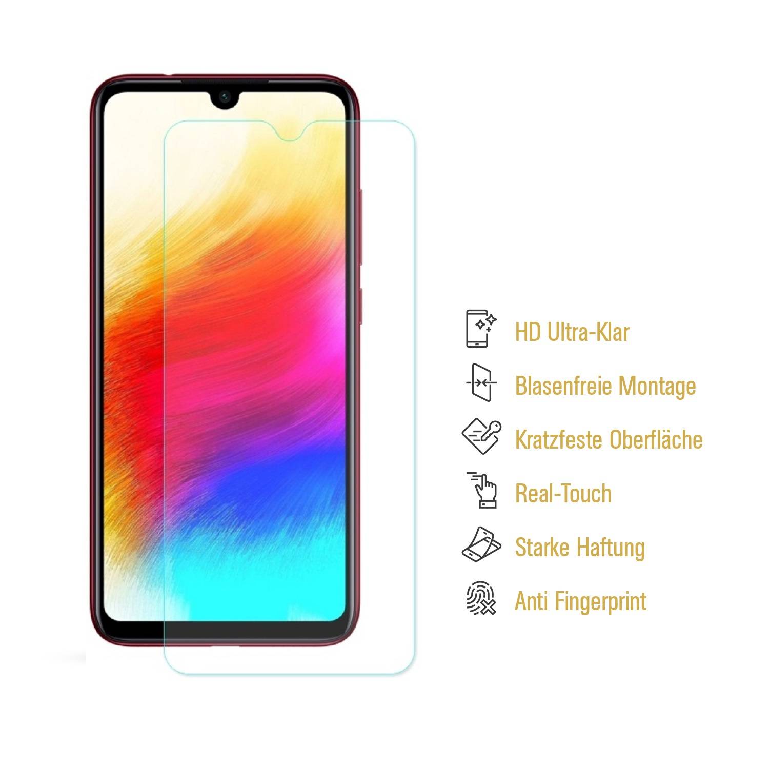 3x Panzerfolie für Xiaomi Redmi Note 7 ANTI-SCHOCK Displayschutzfolie HD KLAR